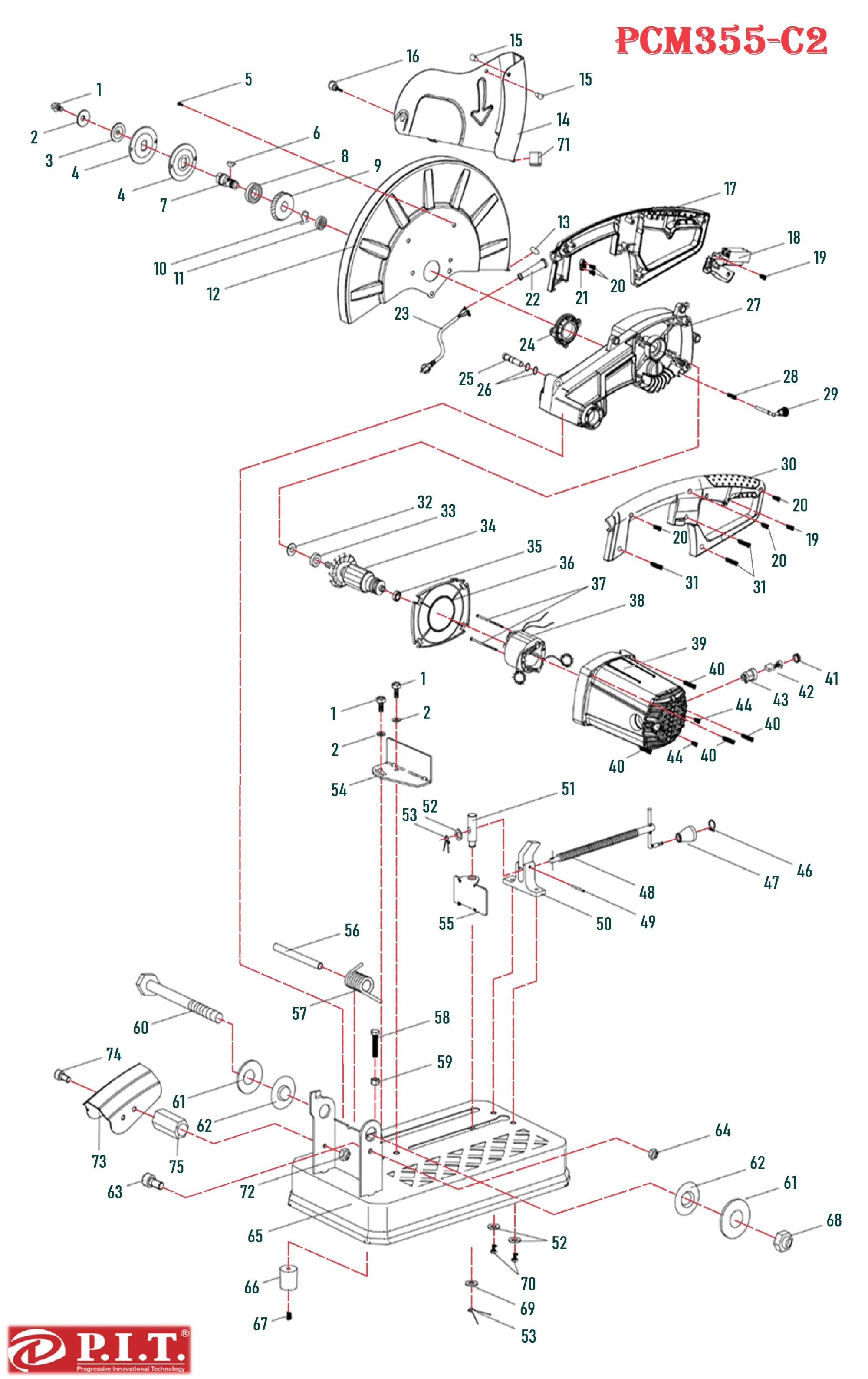 Пила отрезная по металлу  PCM355-C2