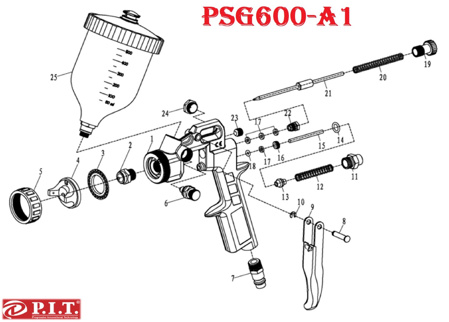 Краскопульт пневматический PSG600-A1