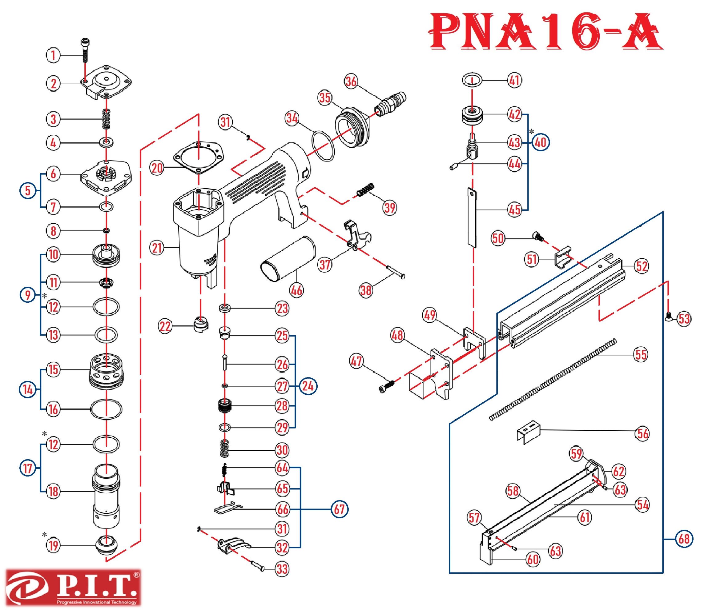 Степлер пневматический PNA16-A