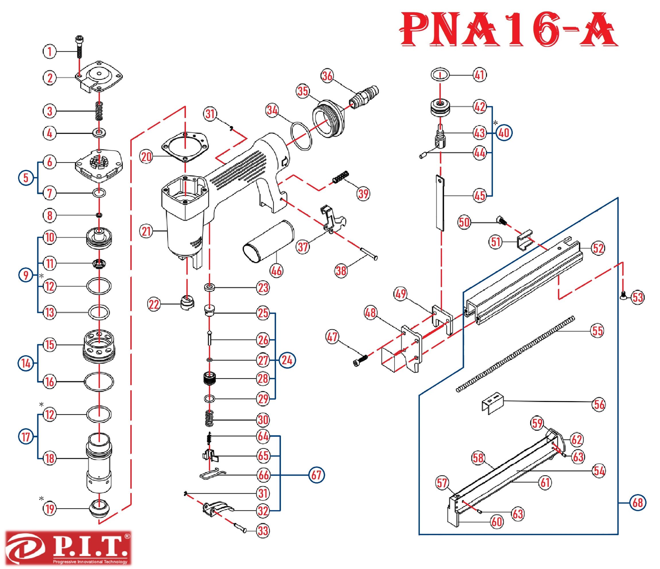 Степлер пневматический PNA16-A