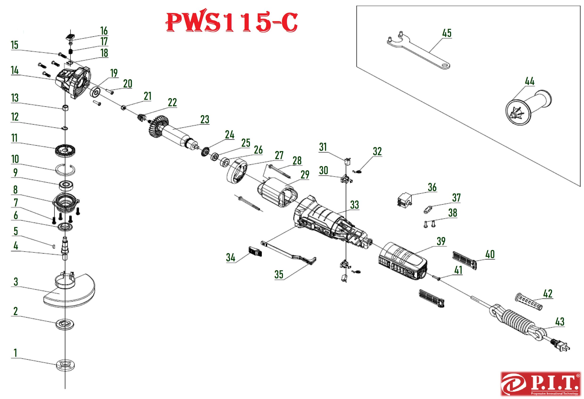 Шлифмашина угловая PWS115-C