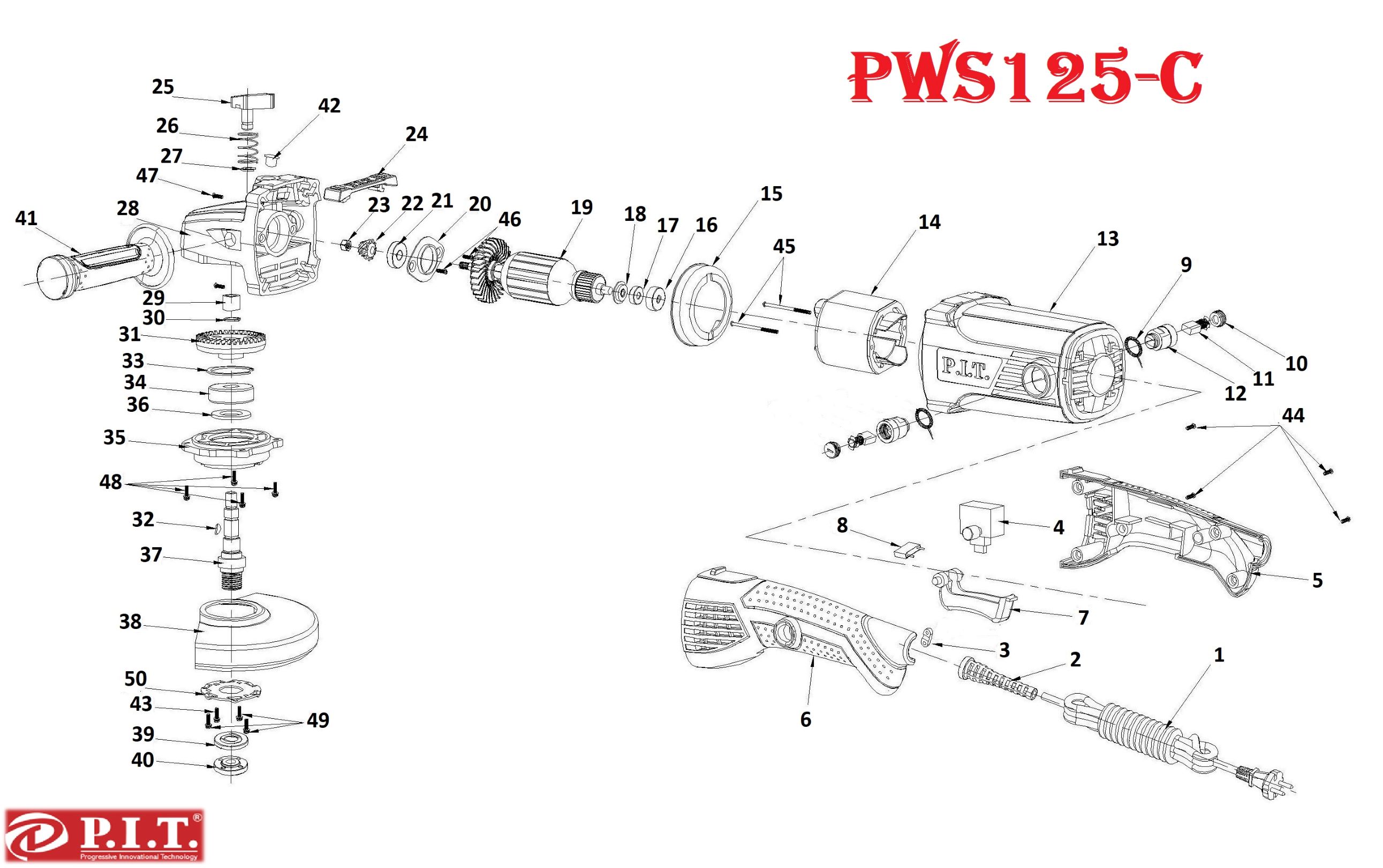 Шлифмашина угловая PWS125-C