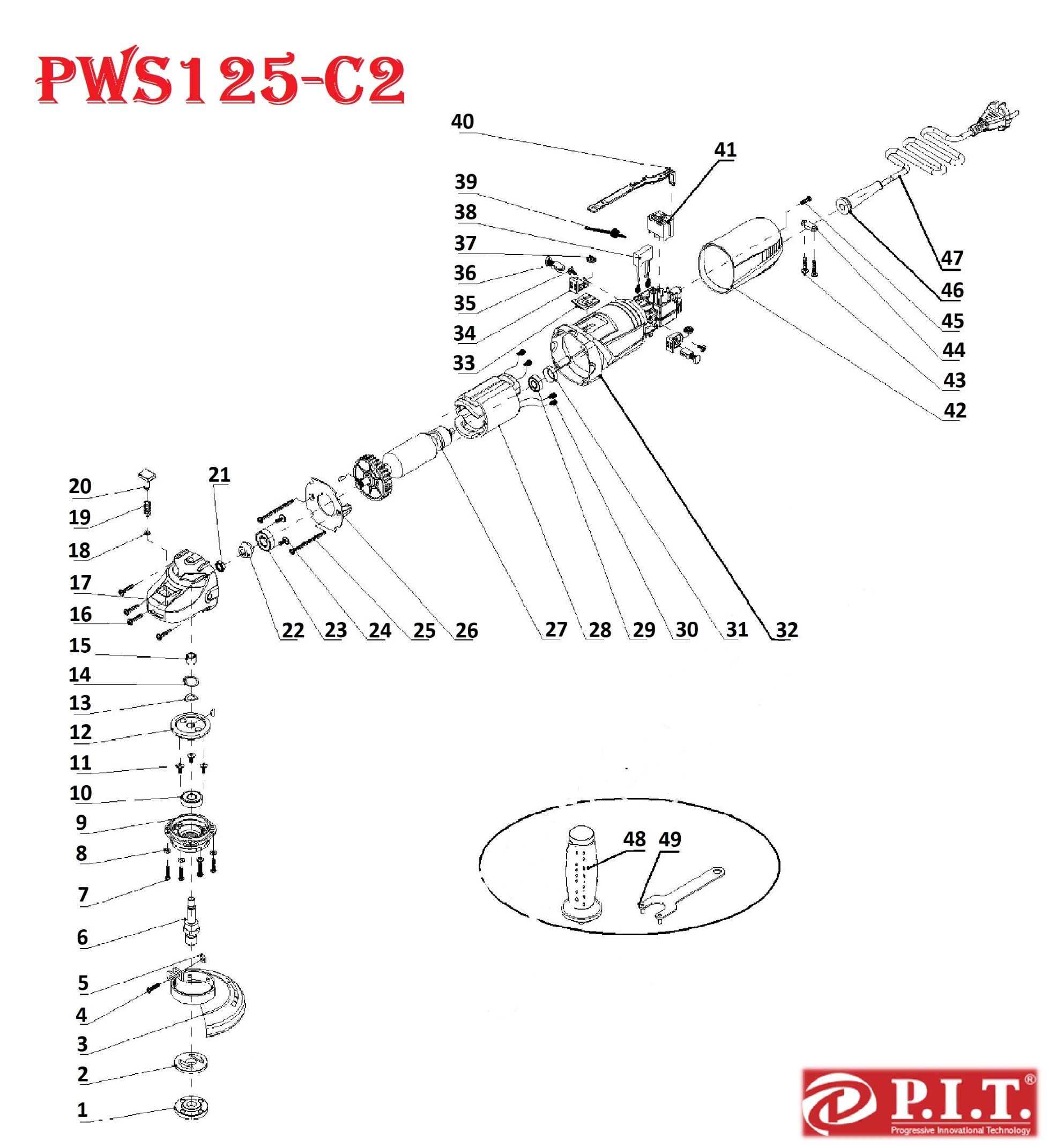 Шлифмашина угловая PWS125-C2