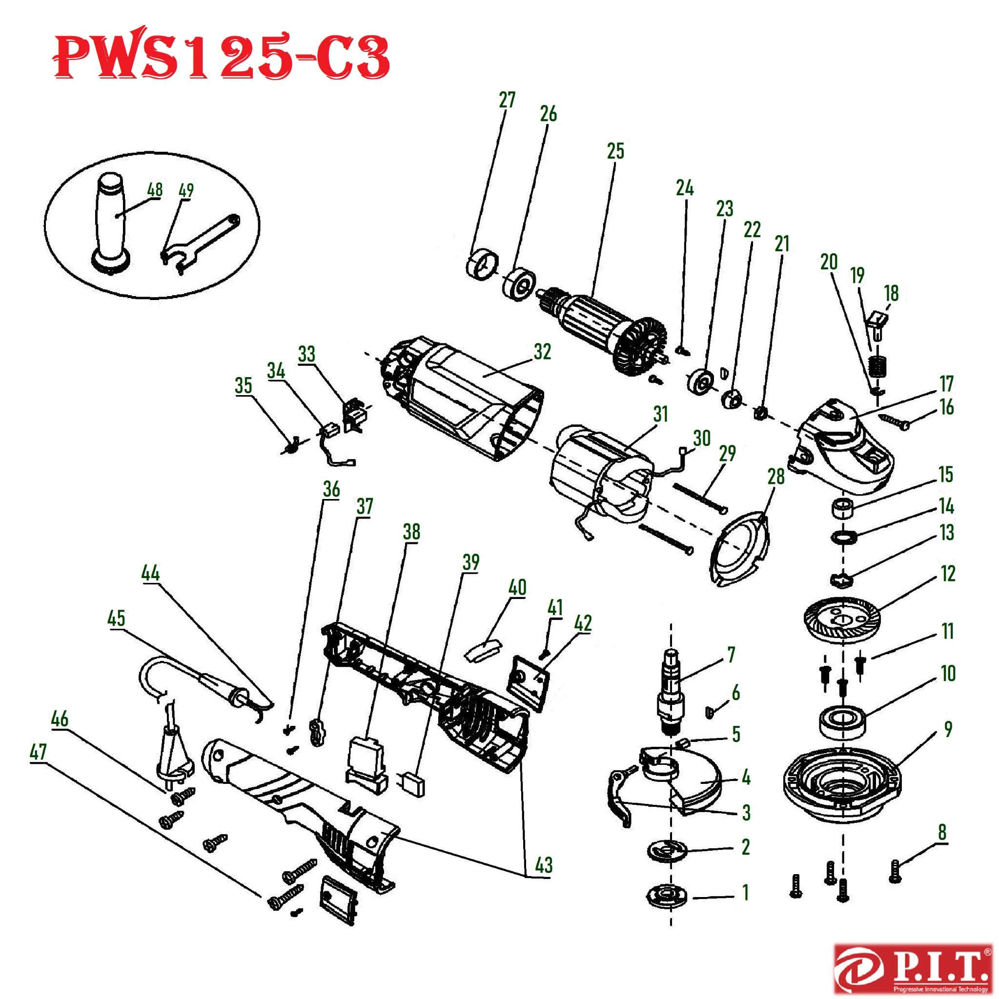 Шлифмашина угловая PWS125-C3