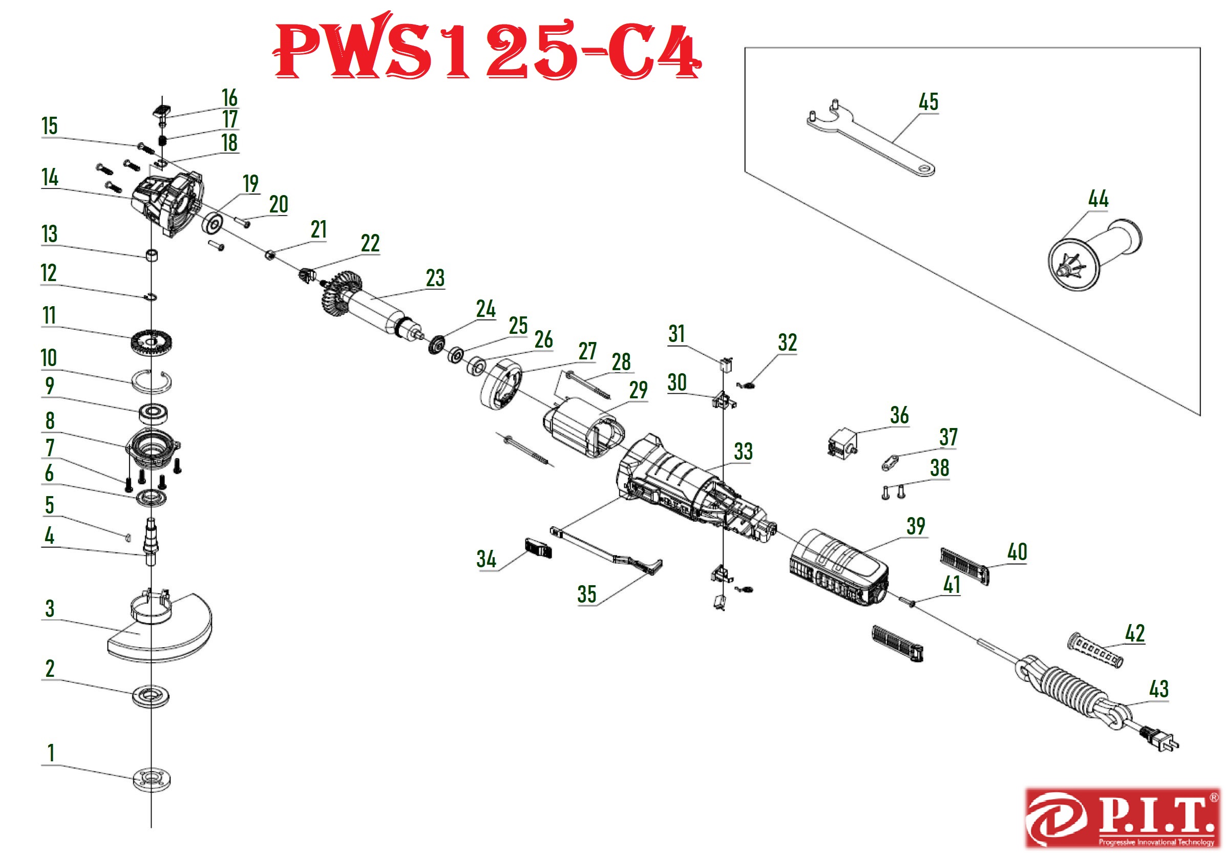 Шлифмашина угловая PWS125-C4