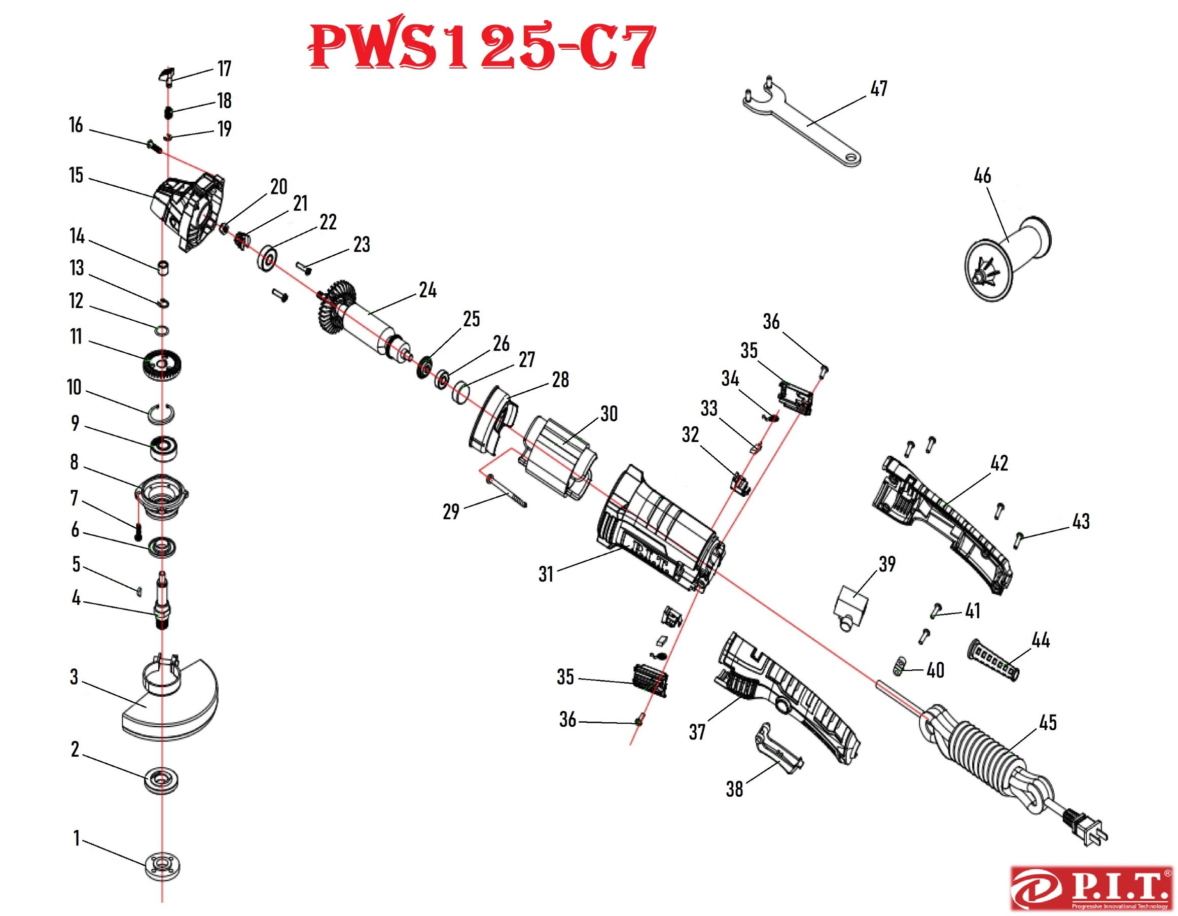 Шлифмашина угловая PWS125-C7