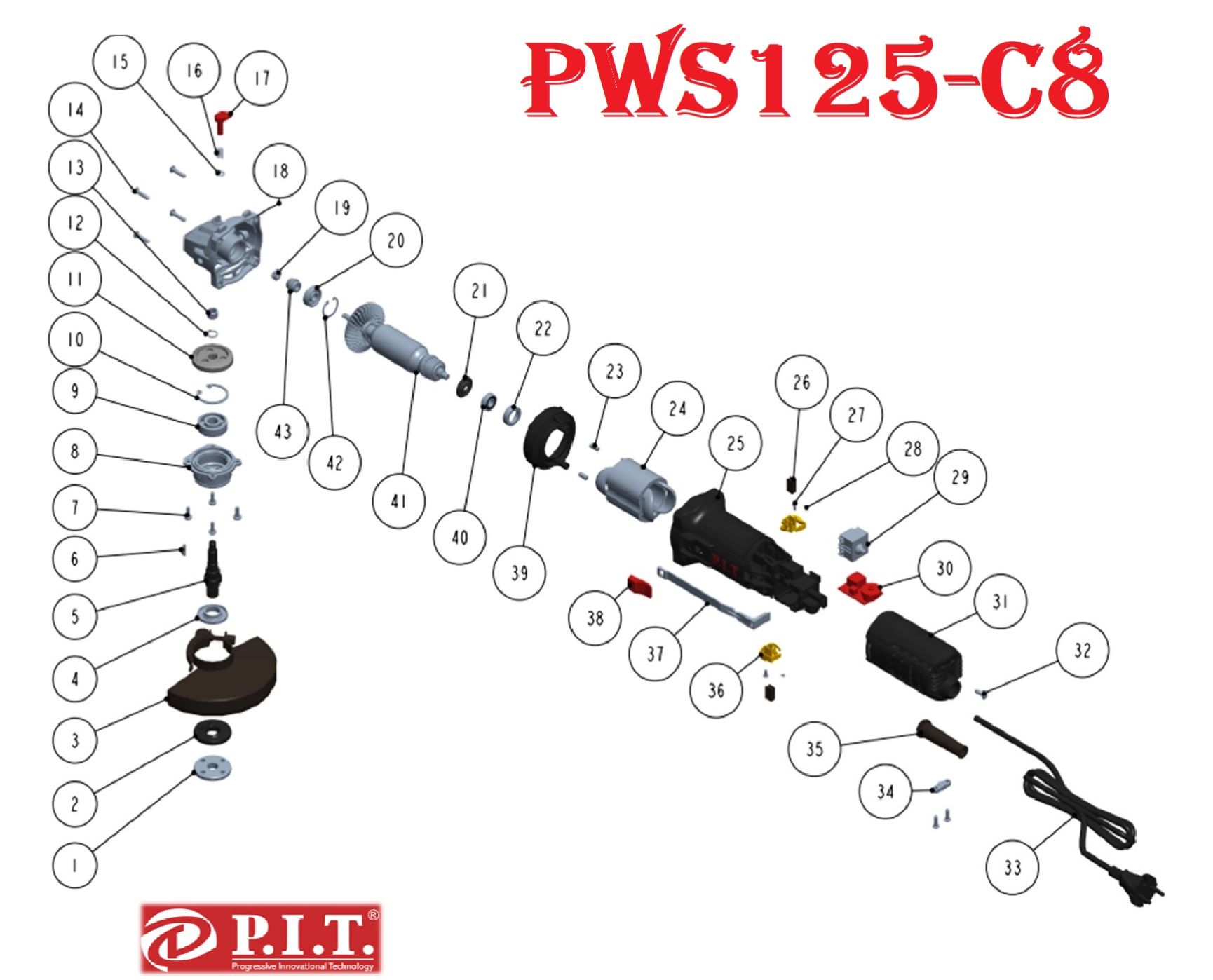 Шлифмашина угловая PWS125-C8