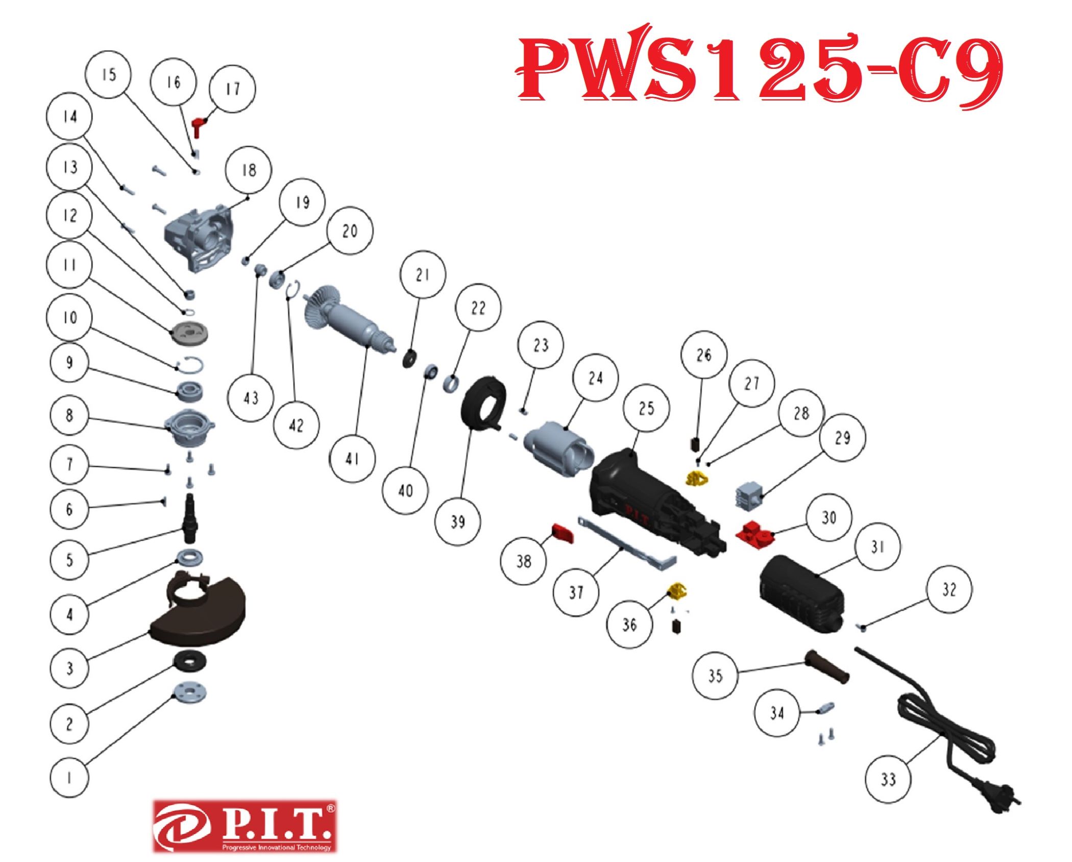 Шлифмашина угловая PWS125-C9