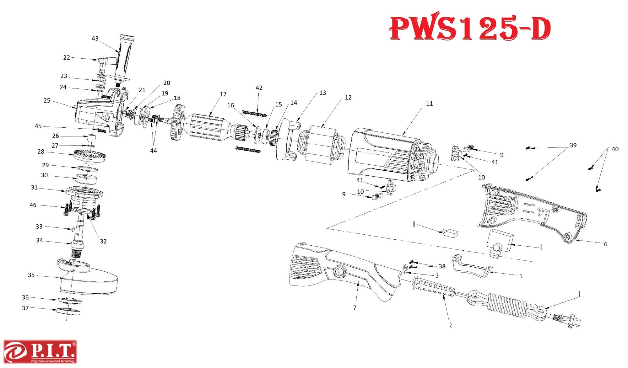 Шлифмашина угловая PWS125-D