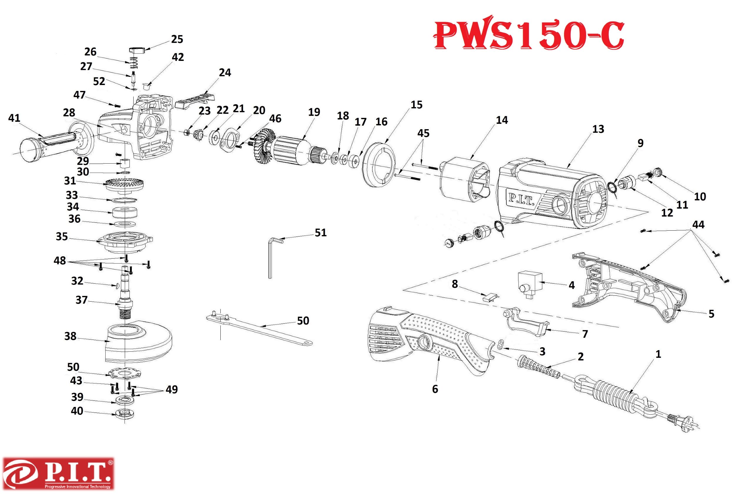 Шлифмашина угловая PWS150-C