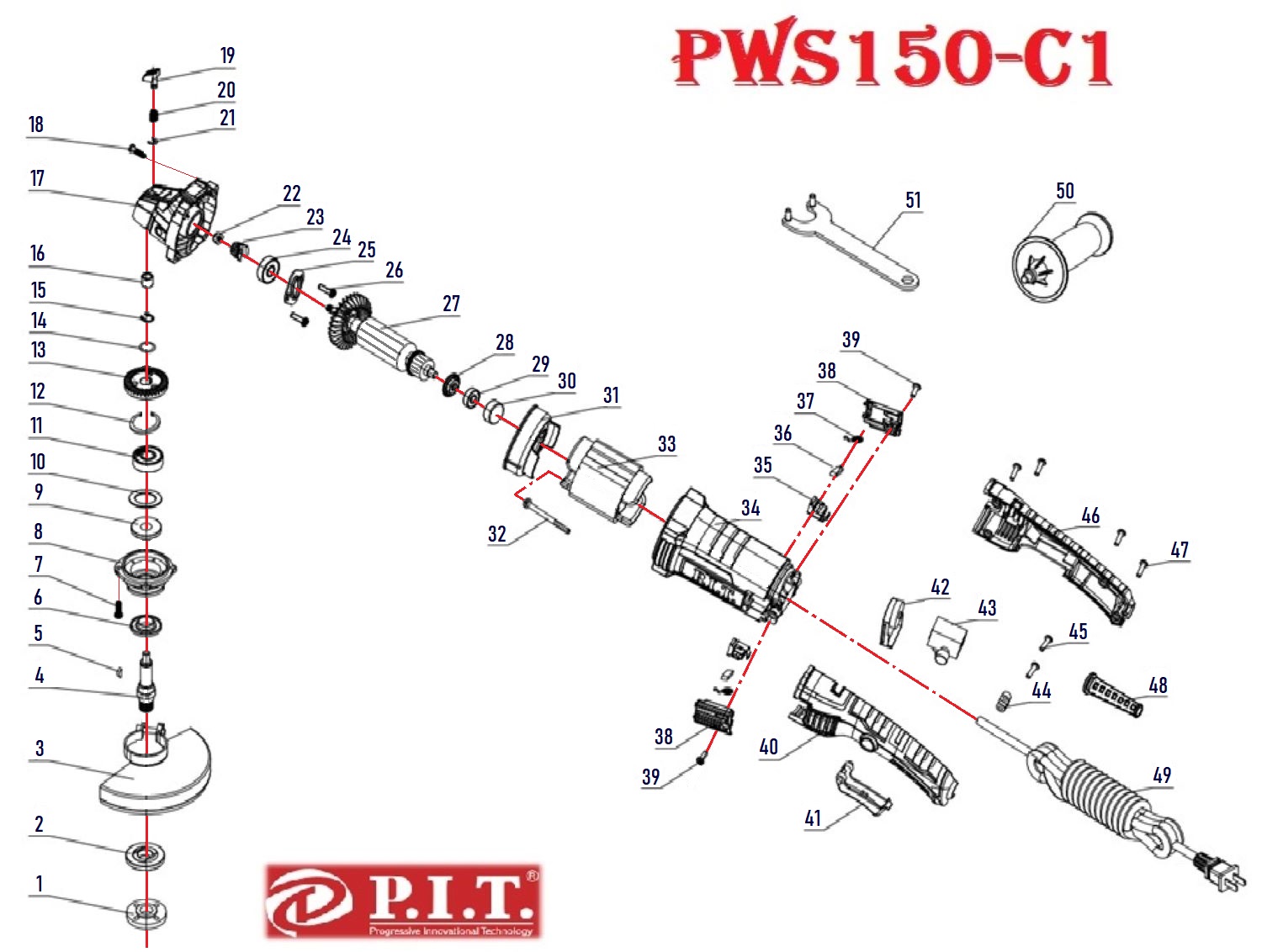 Шлифмашина угловая PWS150-C1