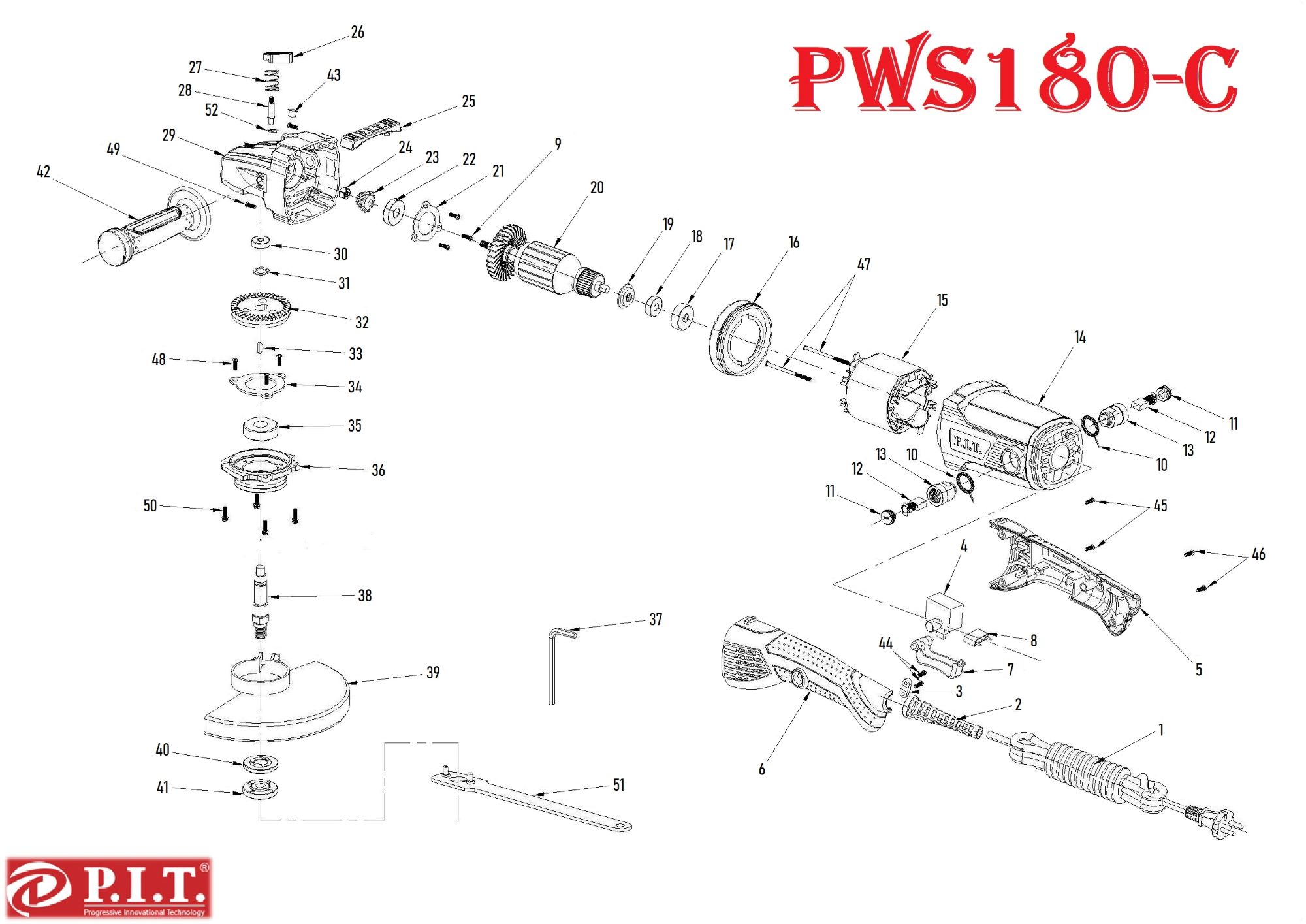 Шлифмашина угловая PWS180-C