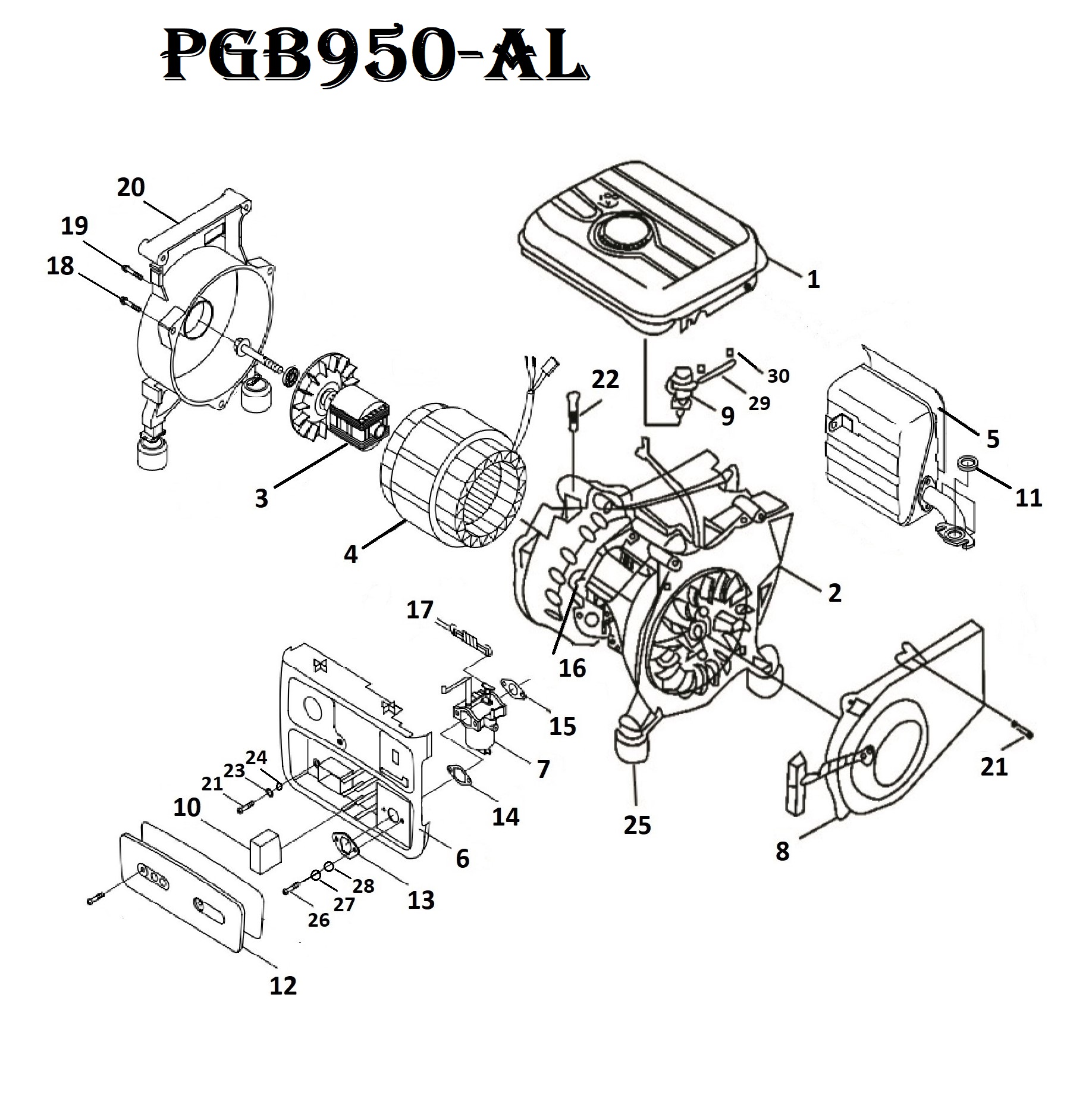 Электростанция бензиновая PGB950-AL