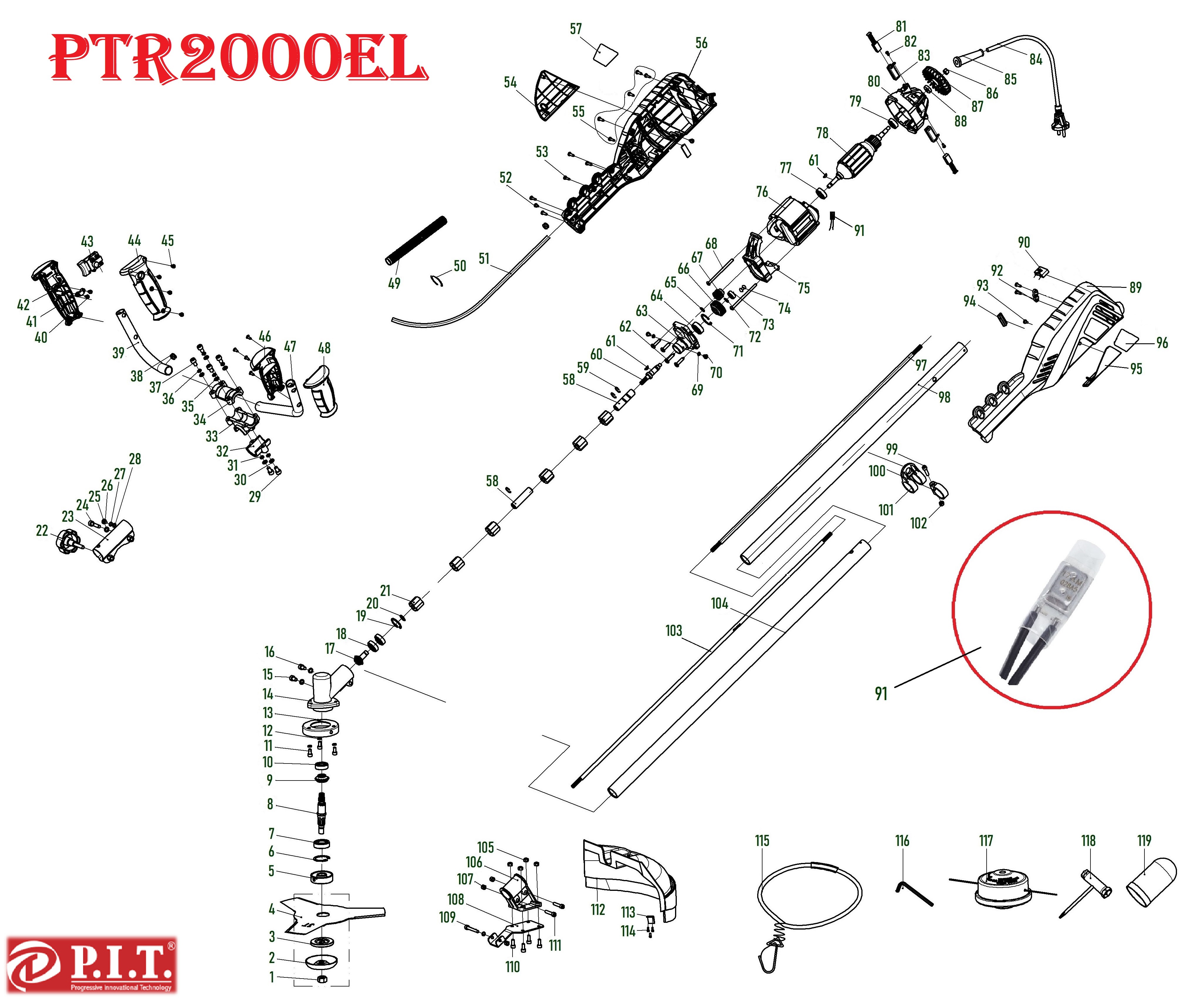 Электротриммер  PTR2000-EL