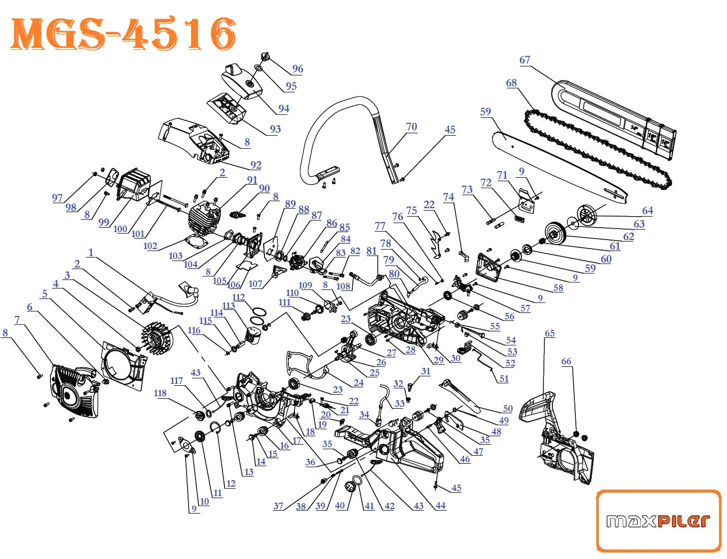 Бензопила MGS-4516 MaxPiler