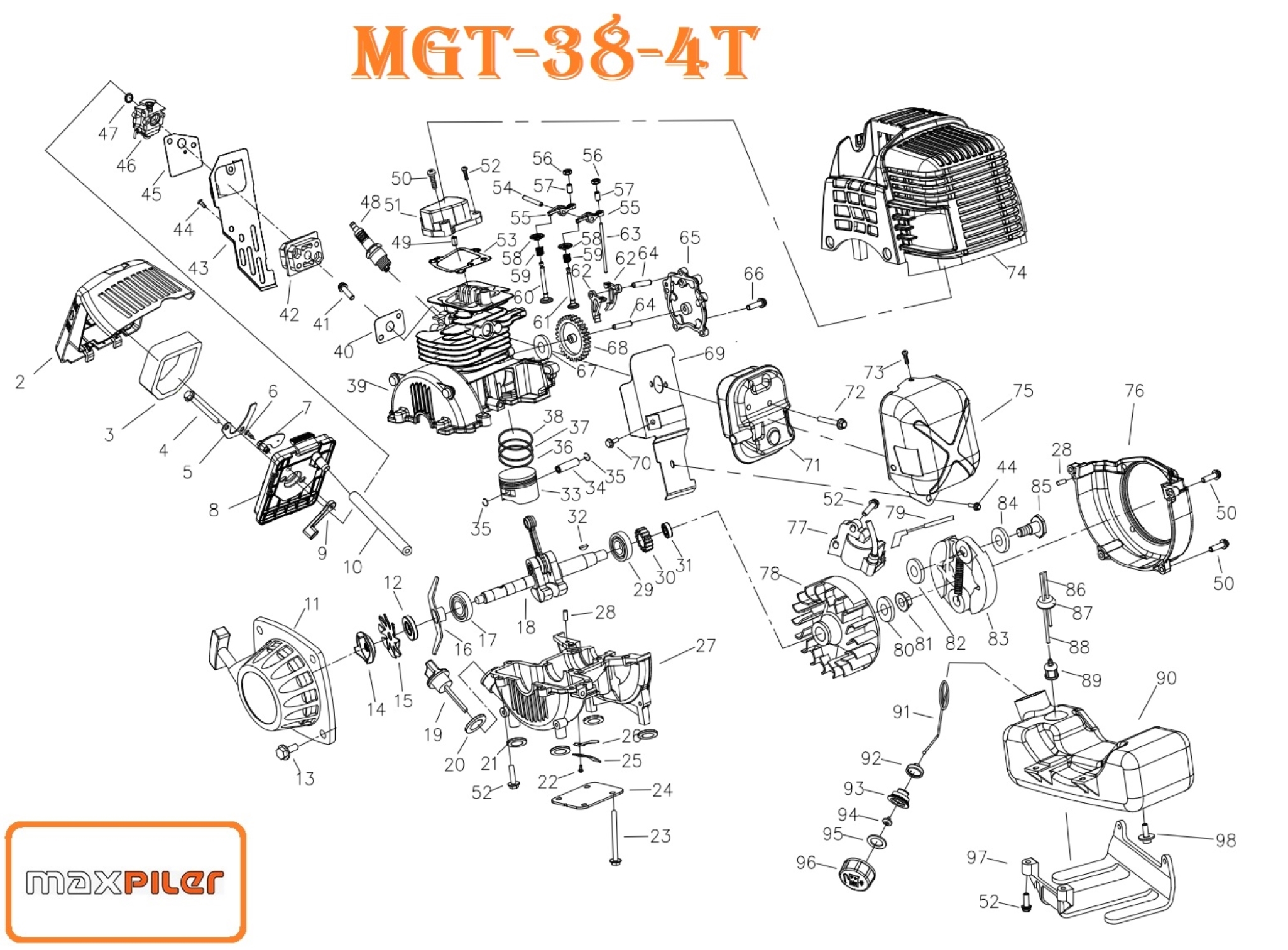 Бензотриммер MGT-38-4T MAXPILER