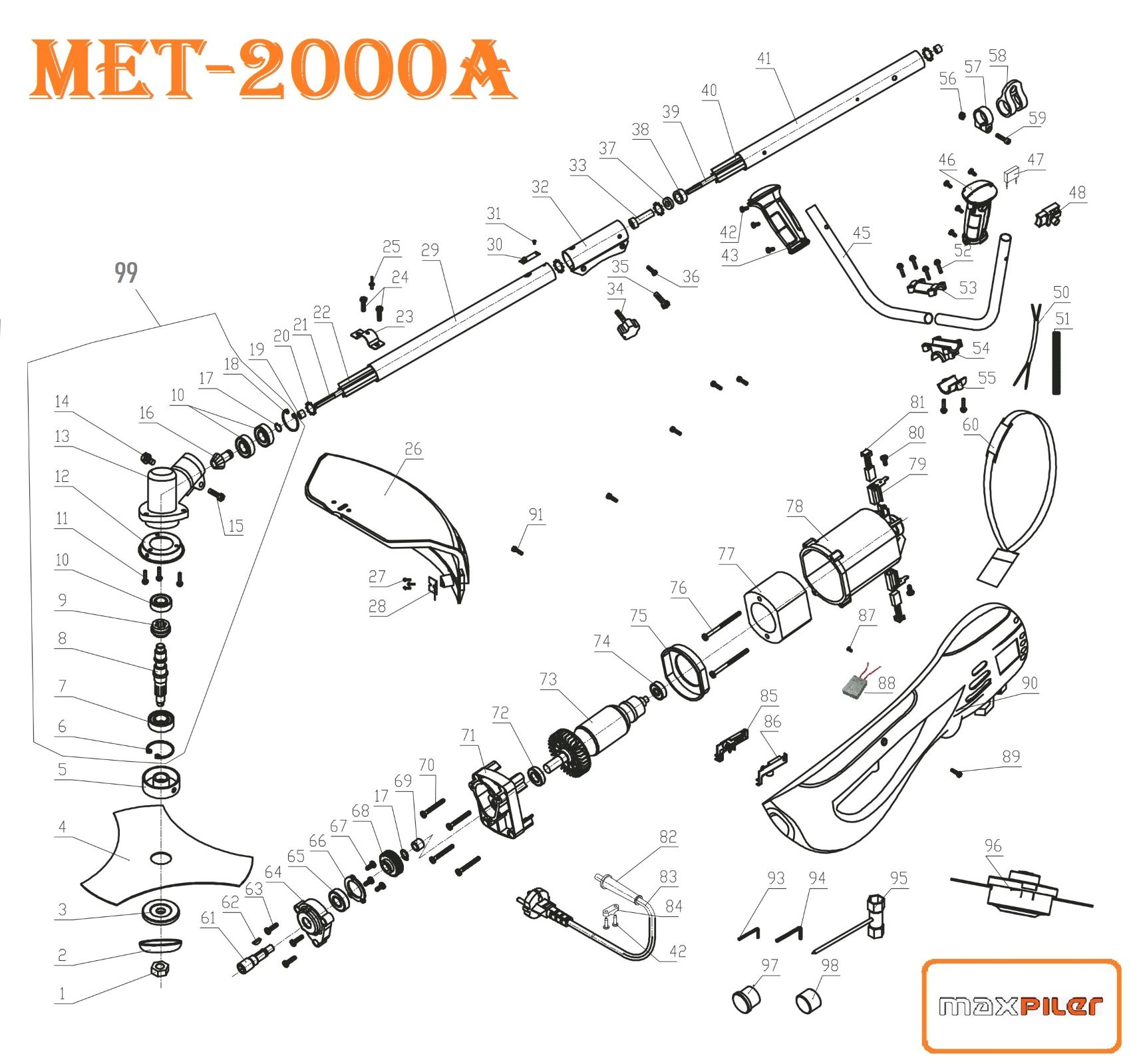 Электротриммер MET-2000A MAXPILER