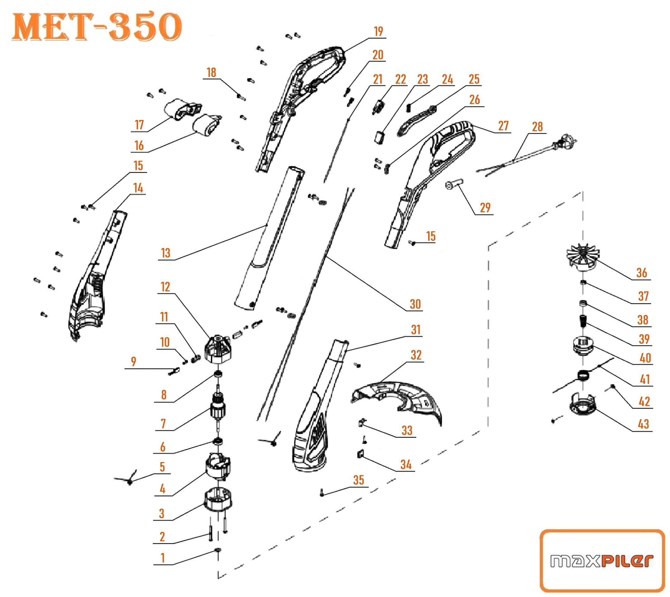 Электротриммер MET-350 MAXPILER