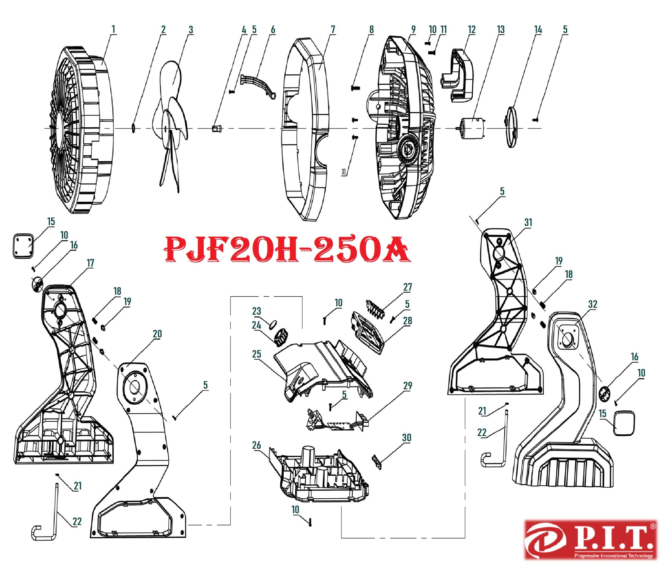 Аккумуляторный вентилятор PJF20H-250A