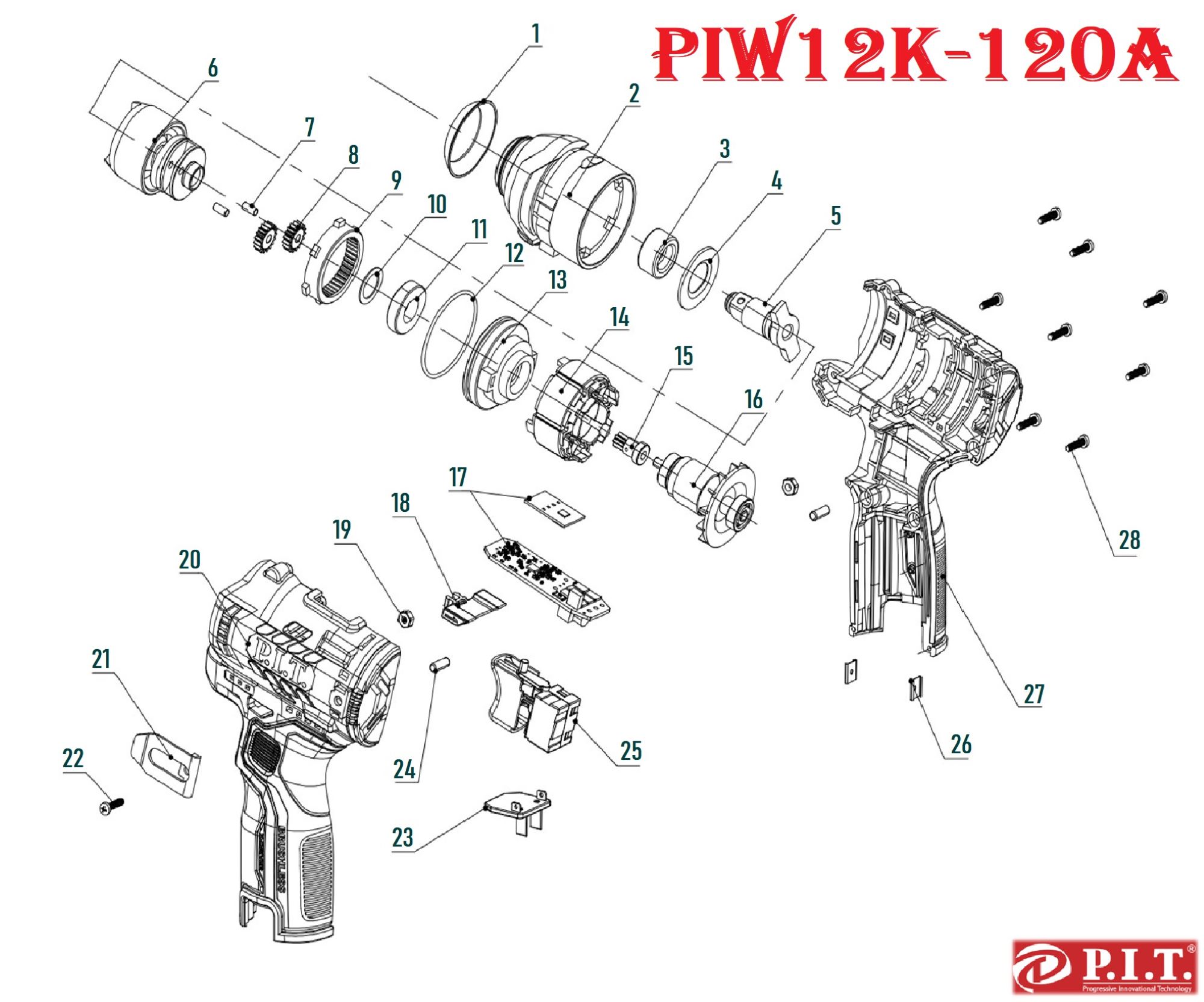 Гайковерт ударный PIW12K-120A бесщеточный