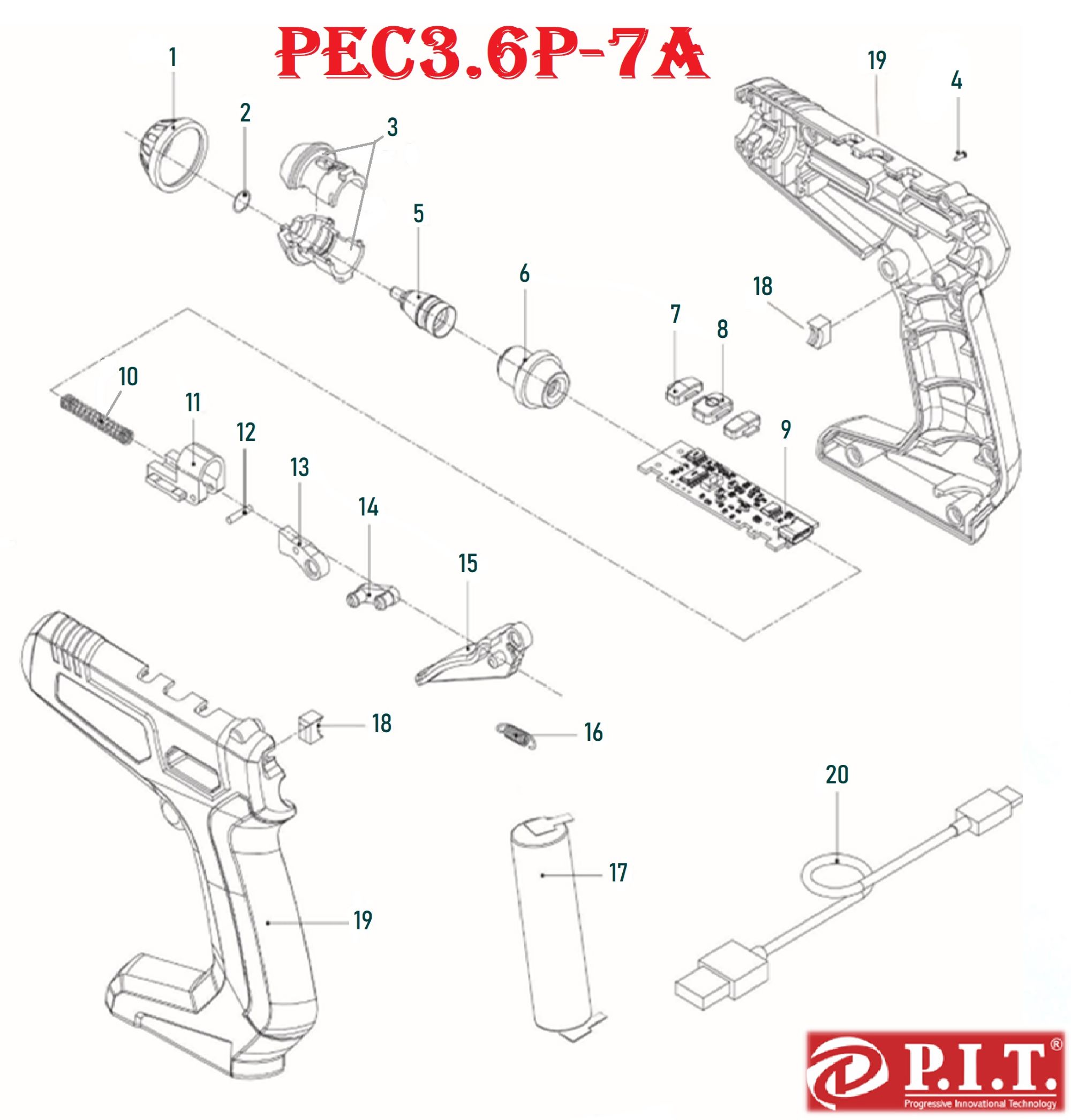 Клеевой пистолет PEC3.6P-7A