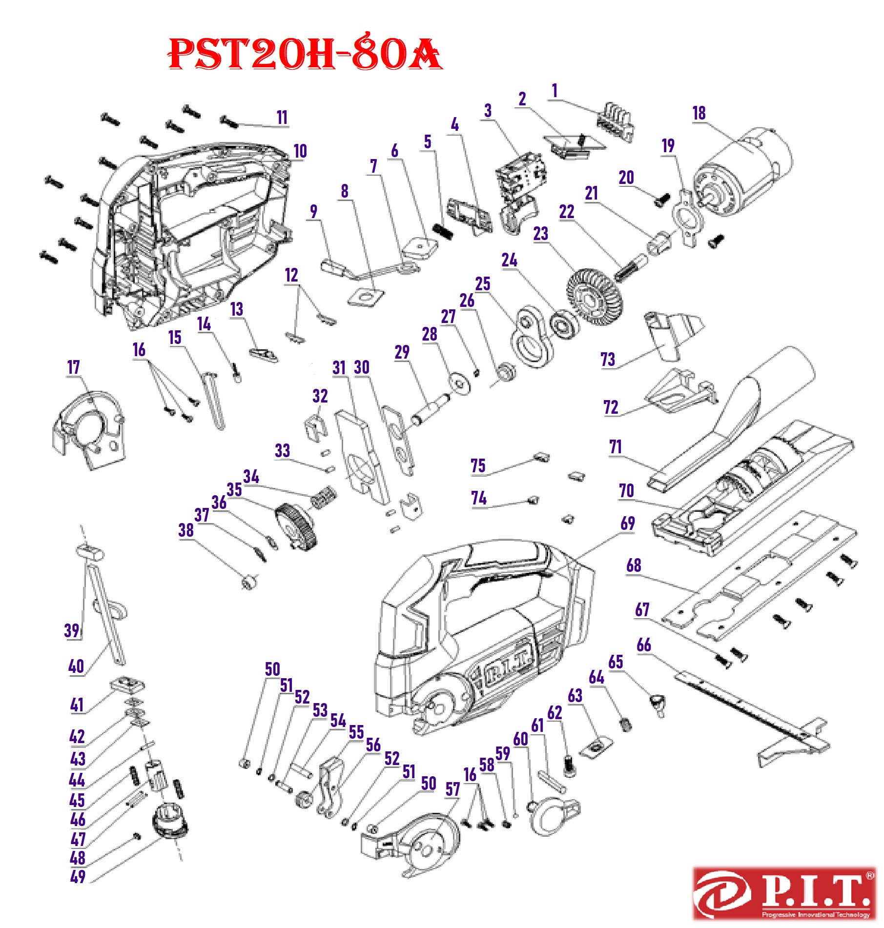 Лобзик аккумуляторный PST20H-80A