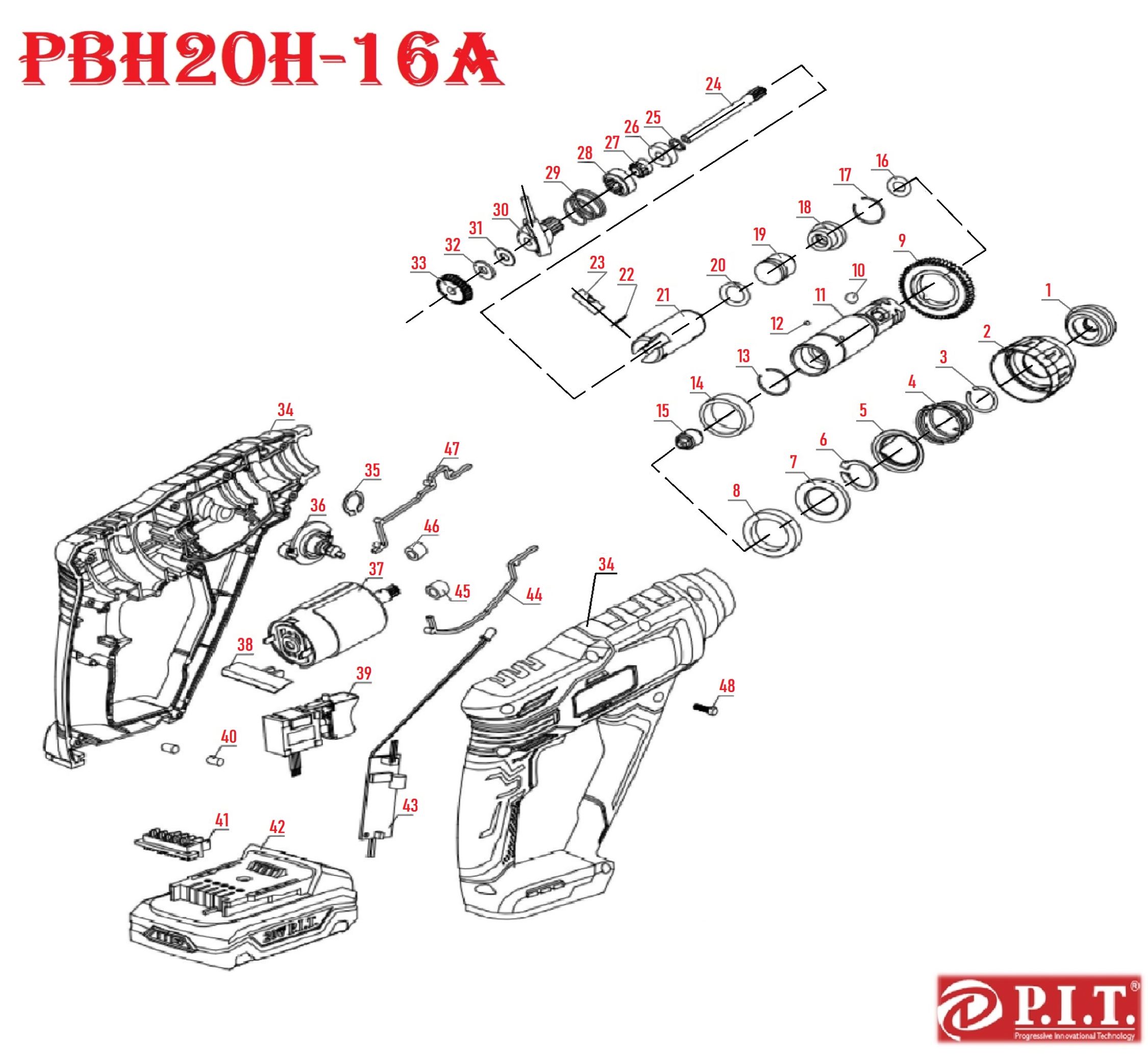 Аккум. перфоратор PBH20H-16A