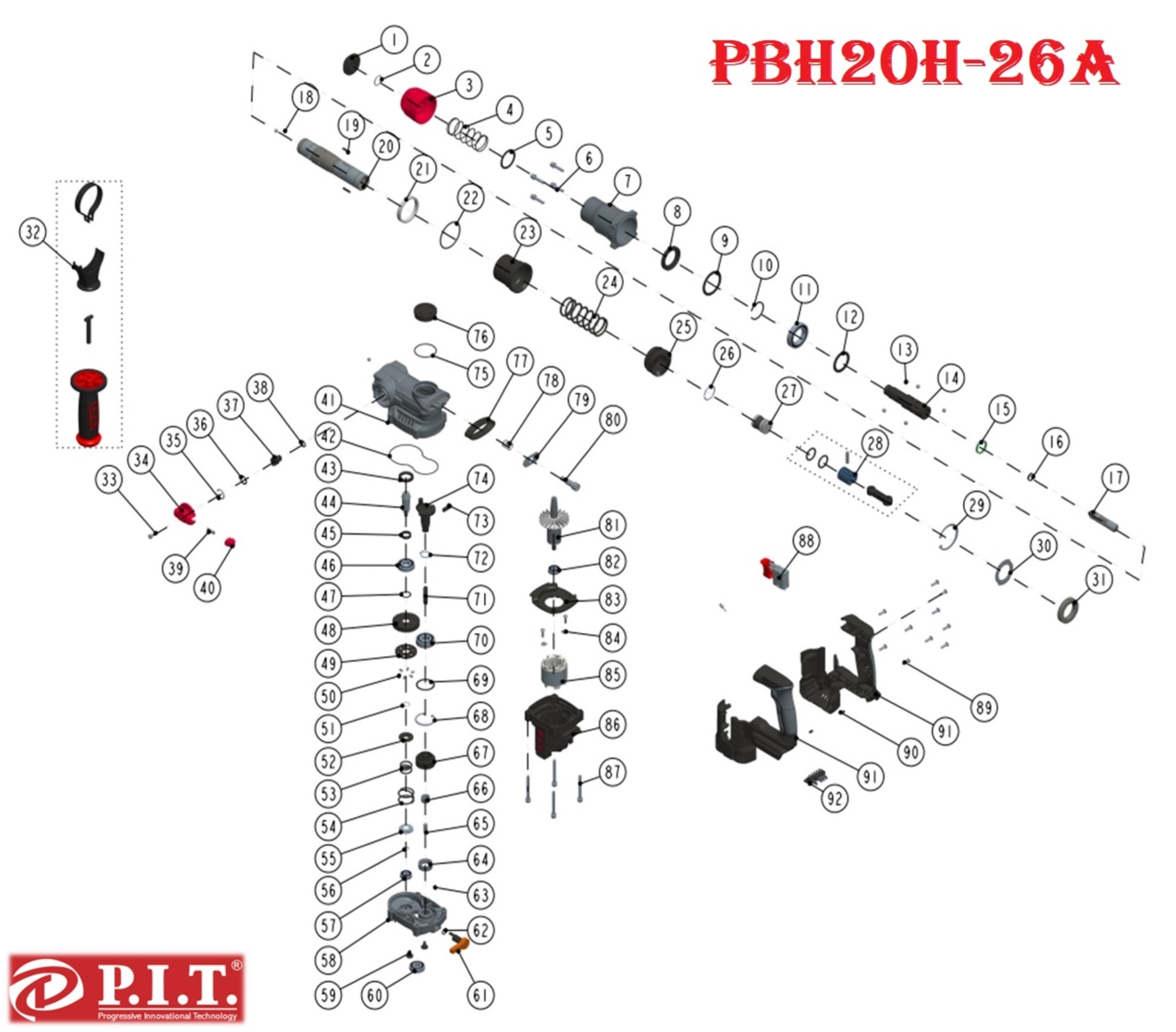 Аккум. перфоратор PBH20H-26A