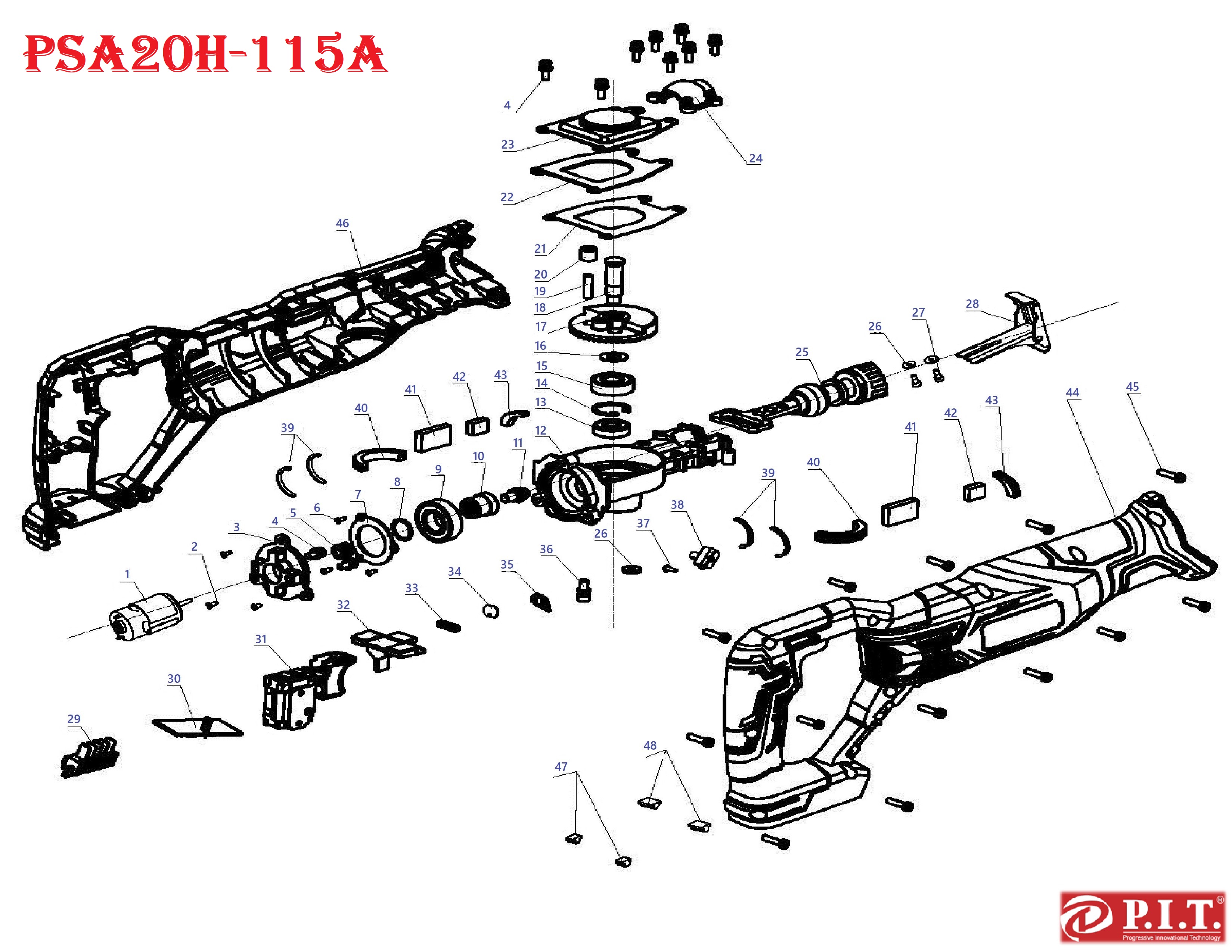 Пила сабельная PSA20H-115A аккумуляторная