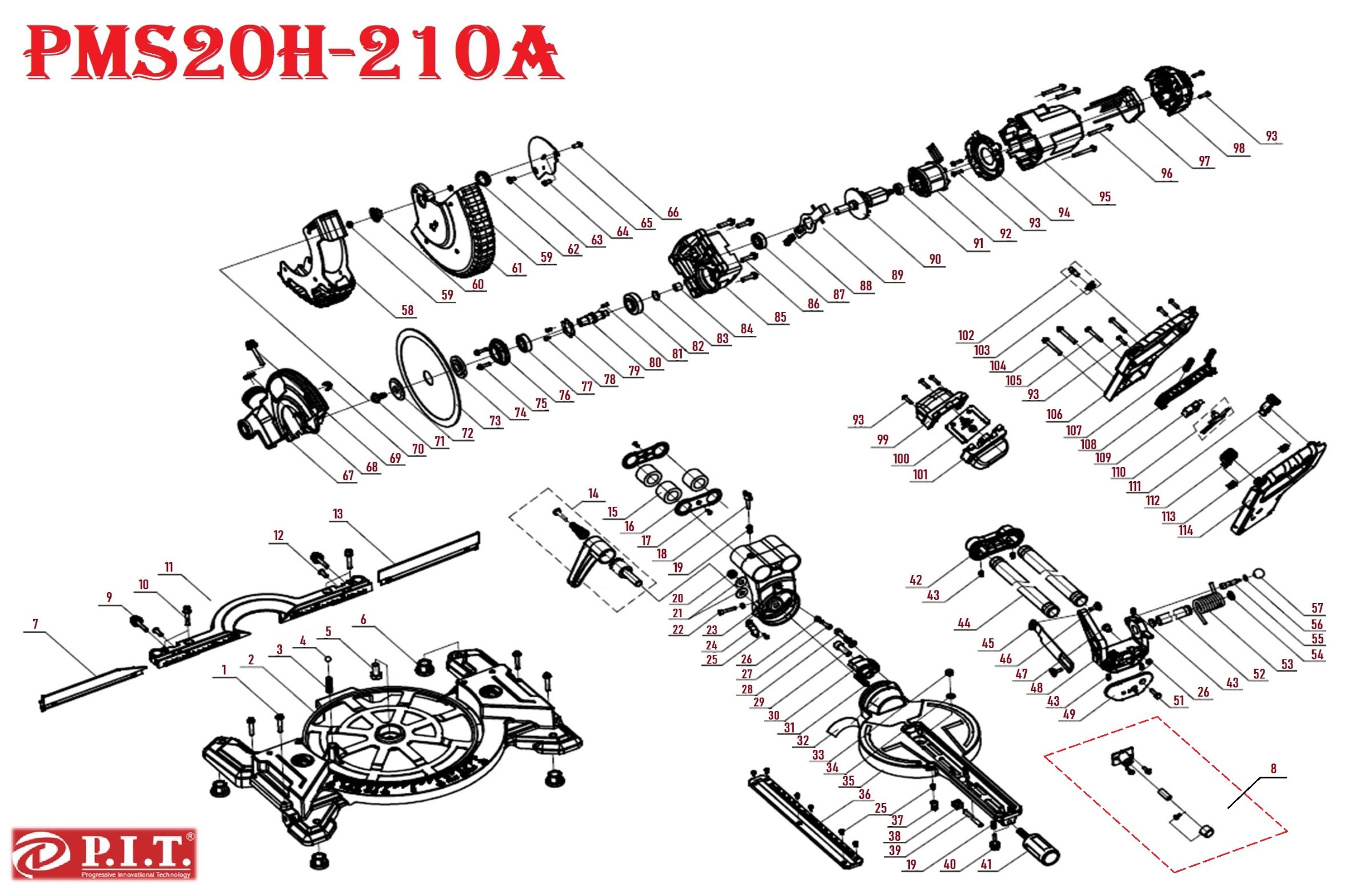 Пила торцовочная PMS20H-210A