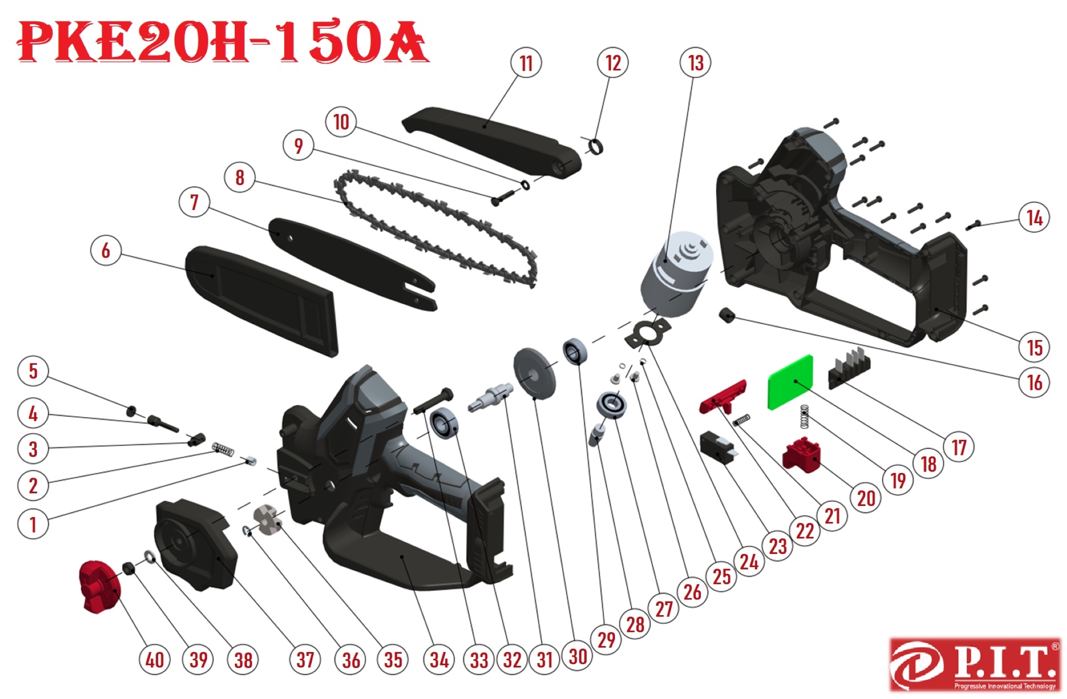 Пила цепная PKE20H-150A аккумуляторная