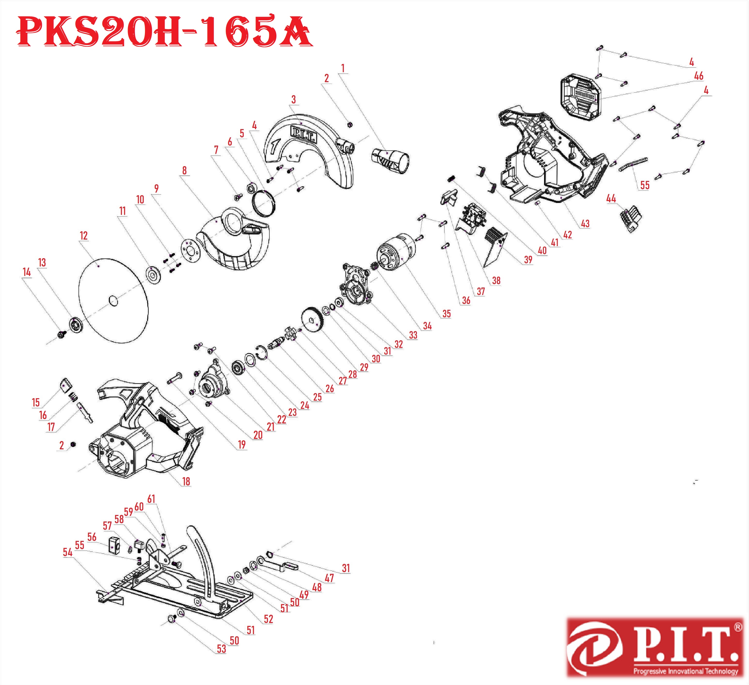 Пила циркулярная PKS20H-165A аккумуляторная