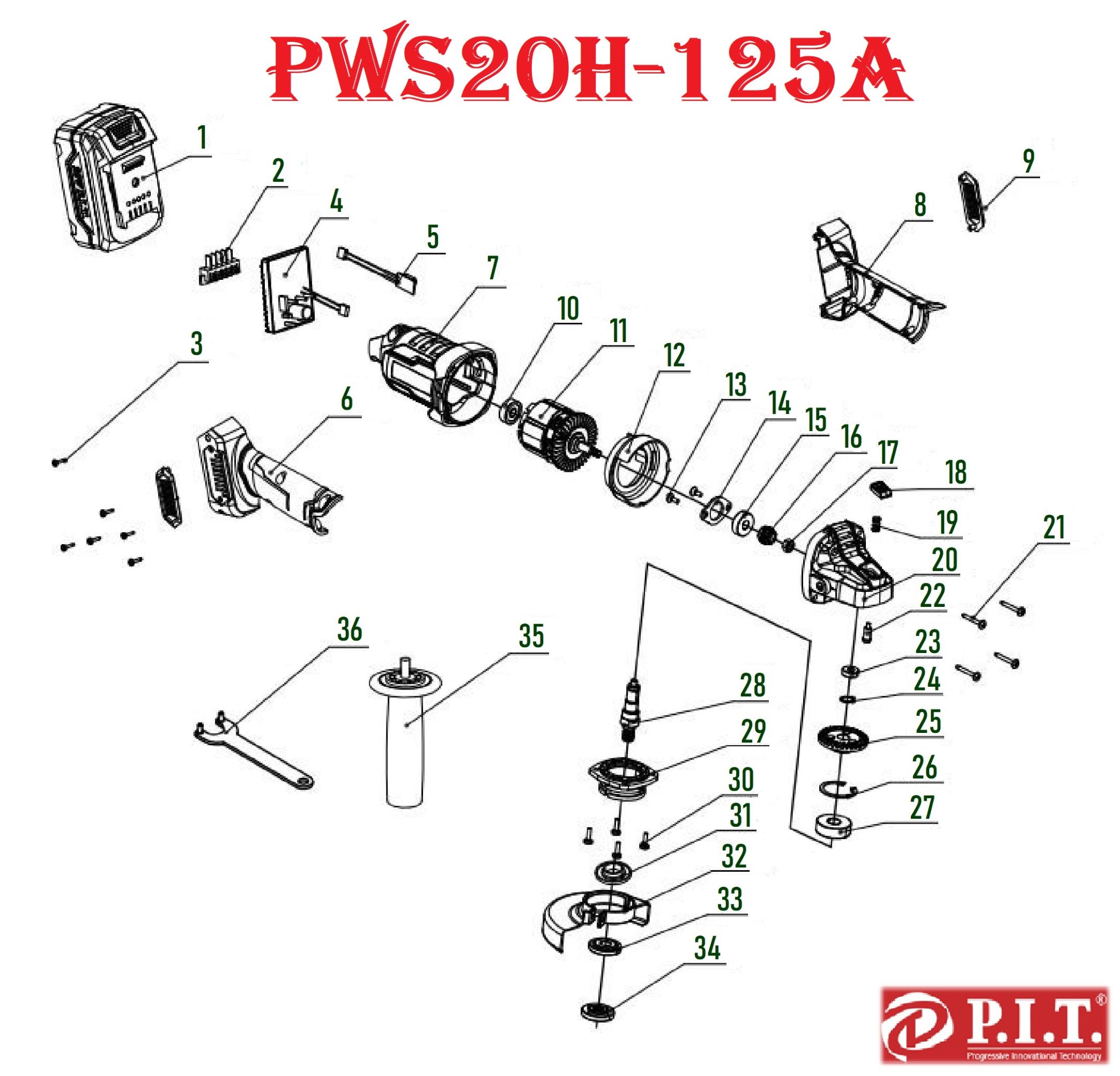 Акк. угловая шлифмашина PWS20H-125A