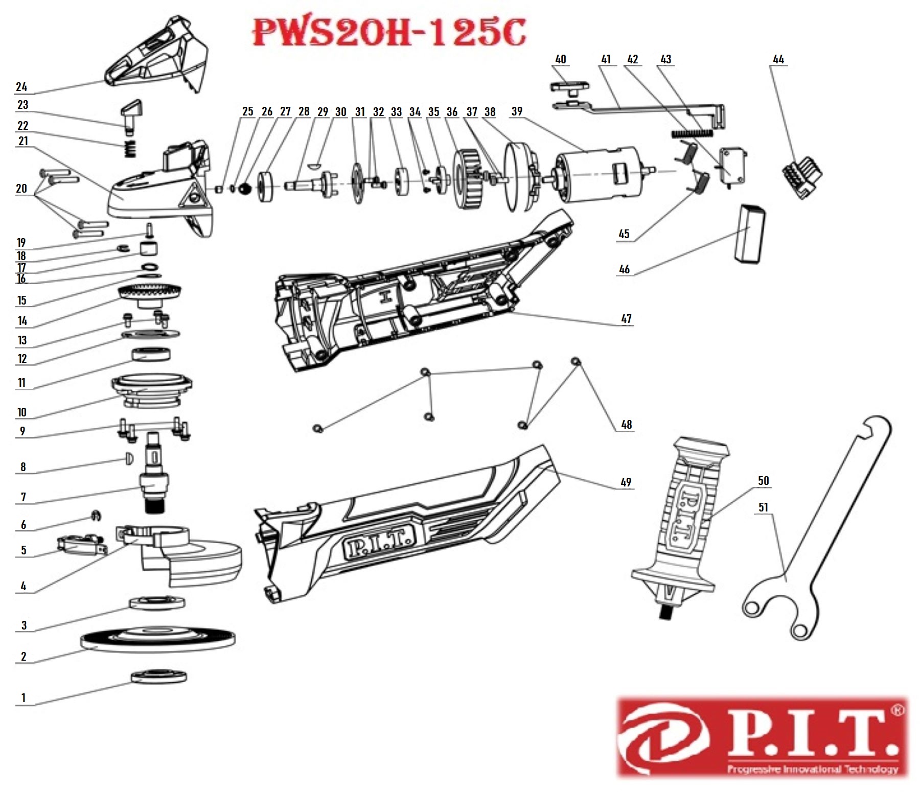 Акк. угловая шлифмашина PWS20H-125C