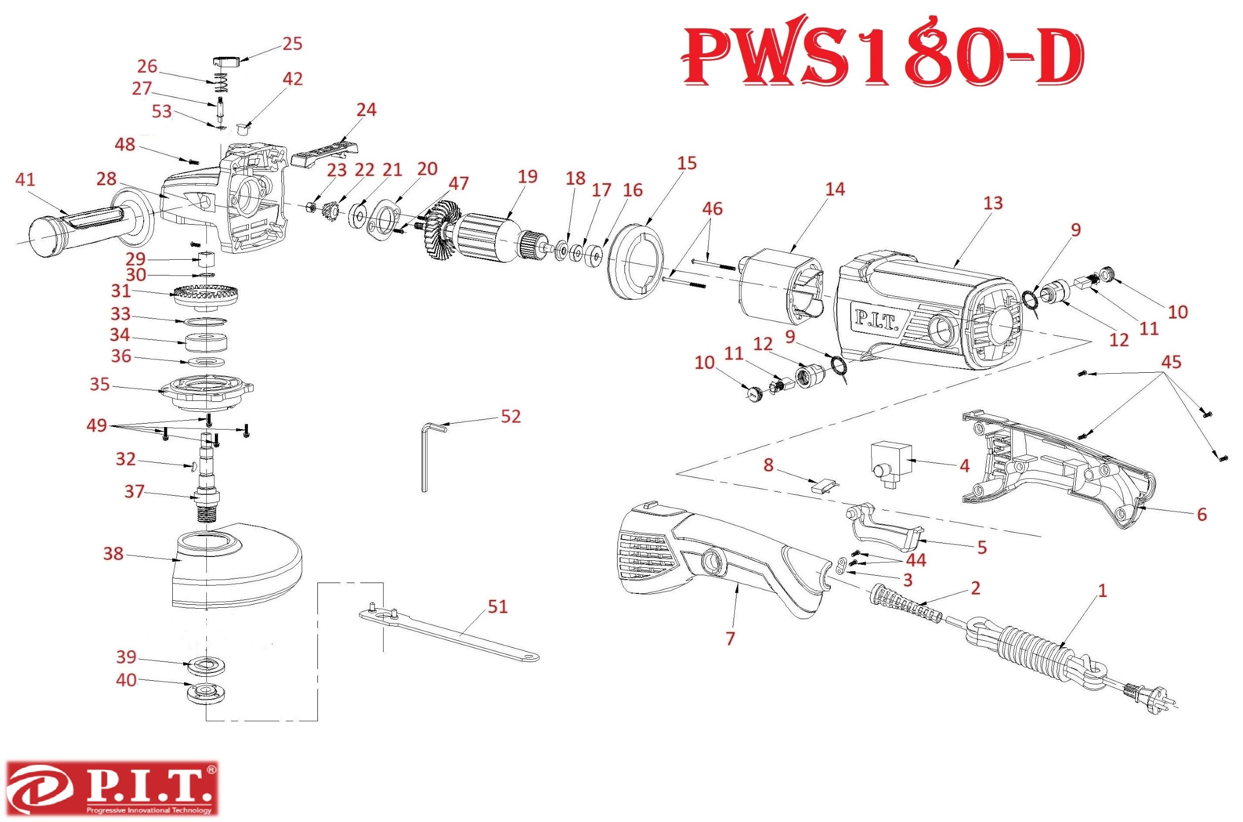 Шлифмашина угловая PWS180-D