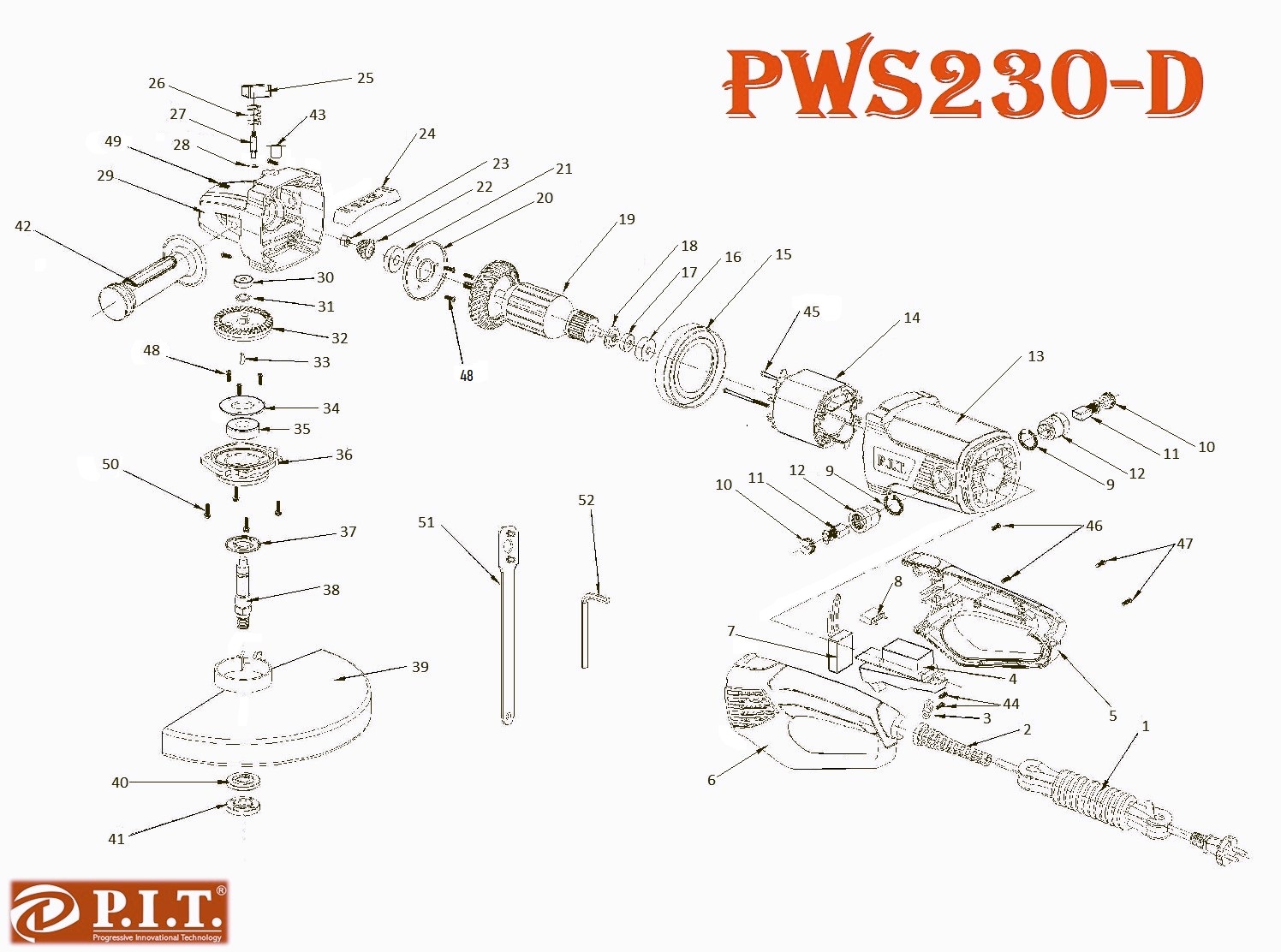 Шлифмашина угловая PWS230-D