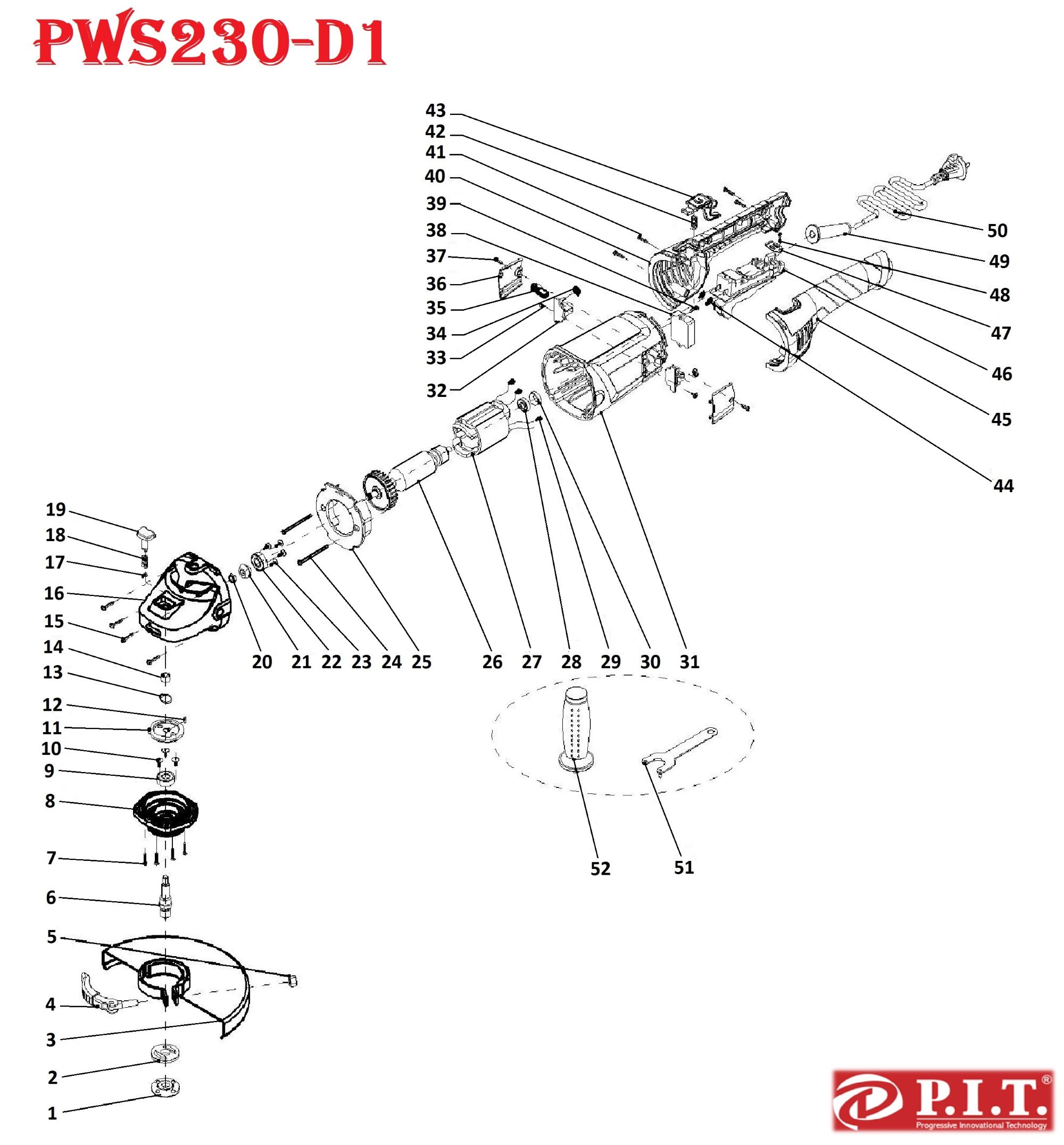 Шлифмашина угловая PWS230-D1