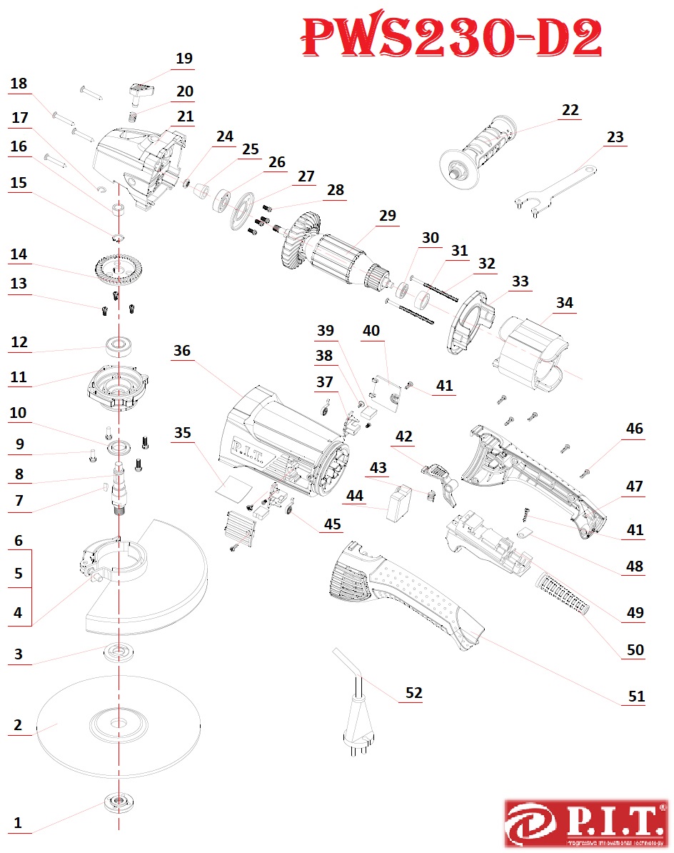 Шлифмашина угловая PWS230-D2