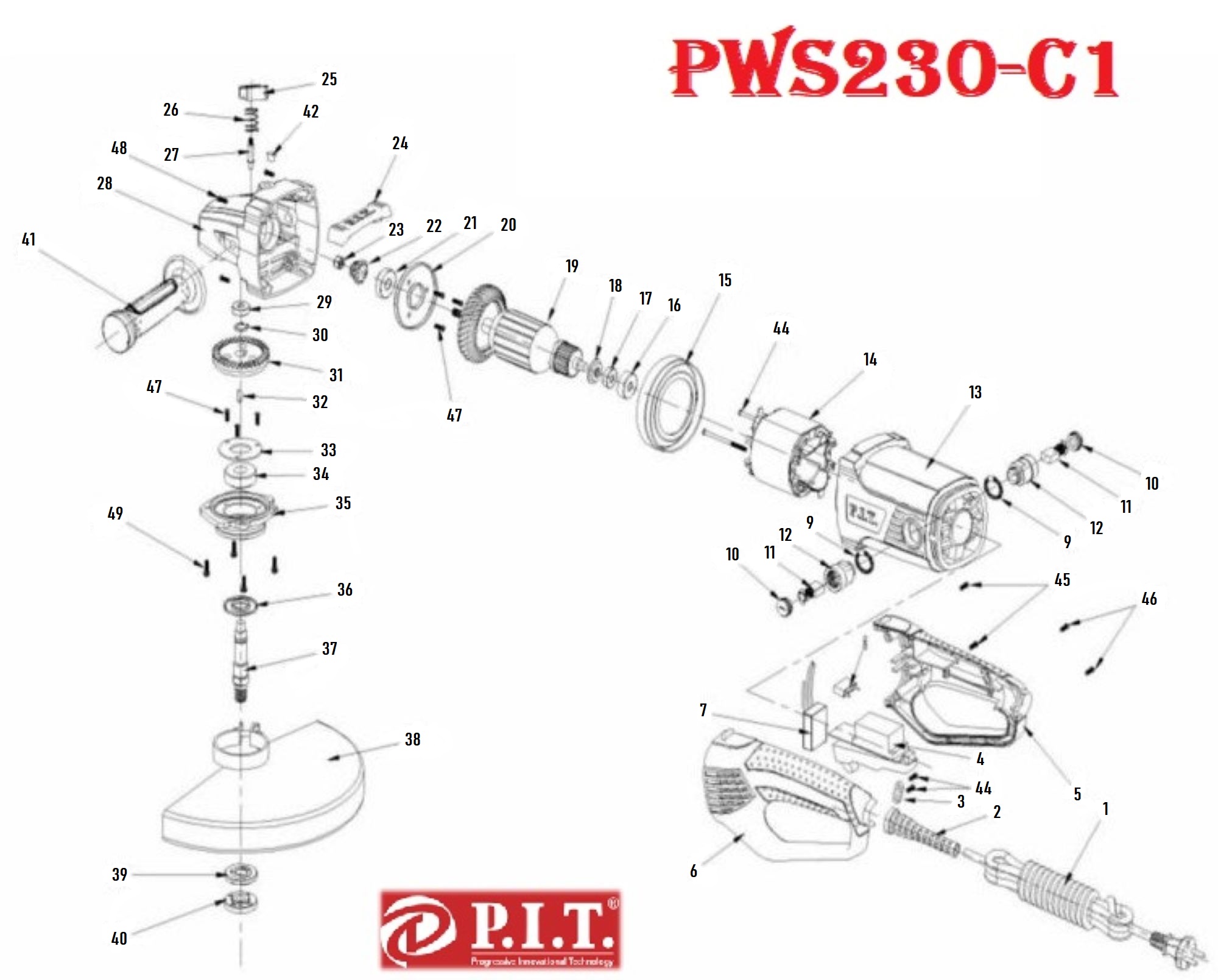 Шлифмашина угловая PWS230-C1