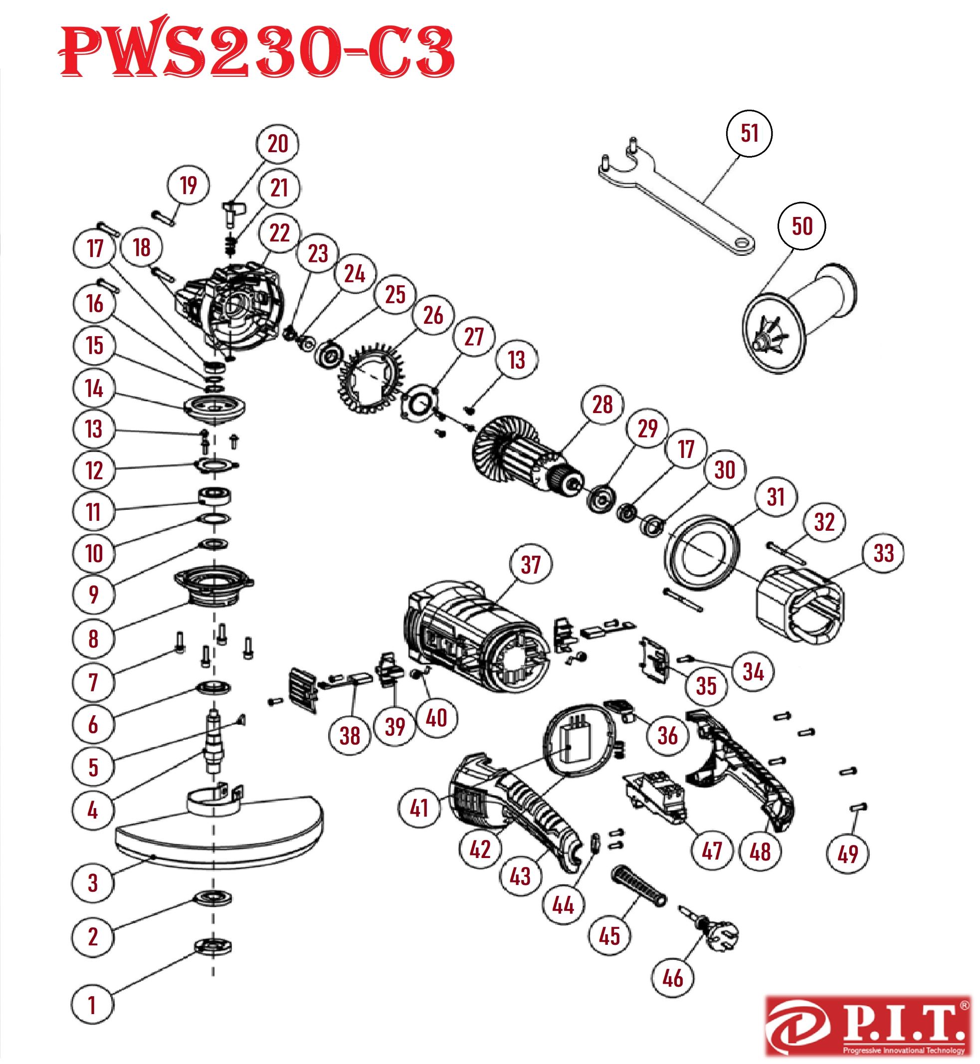 Шлифмашина угловая PWS230-C3