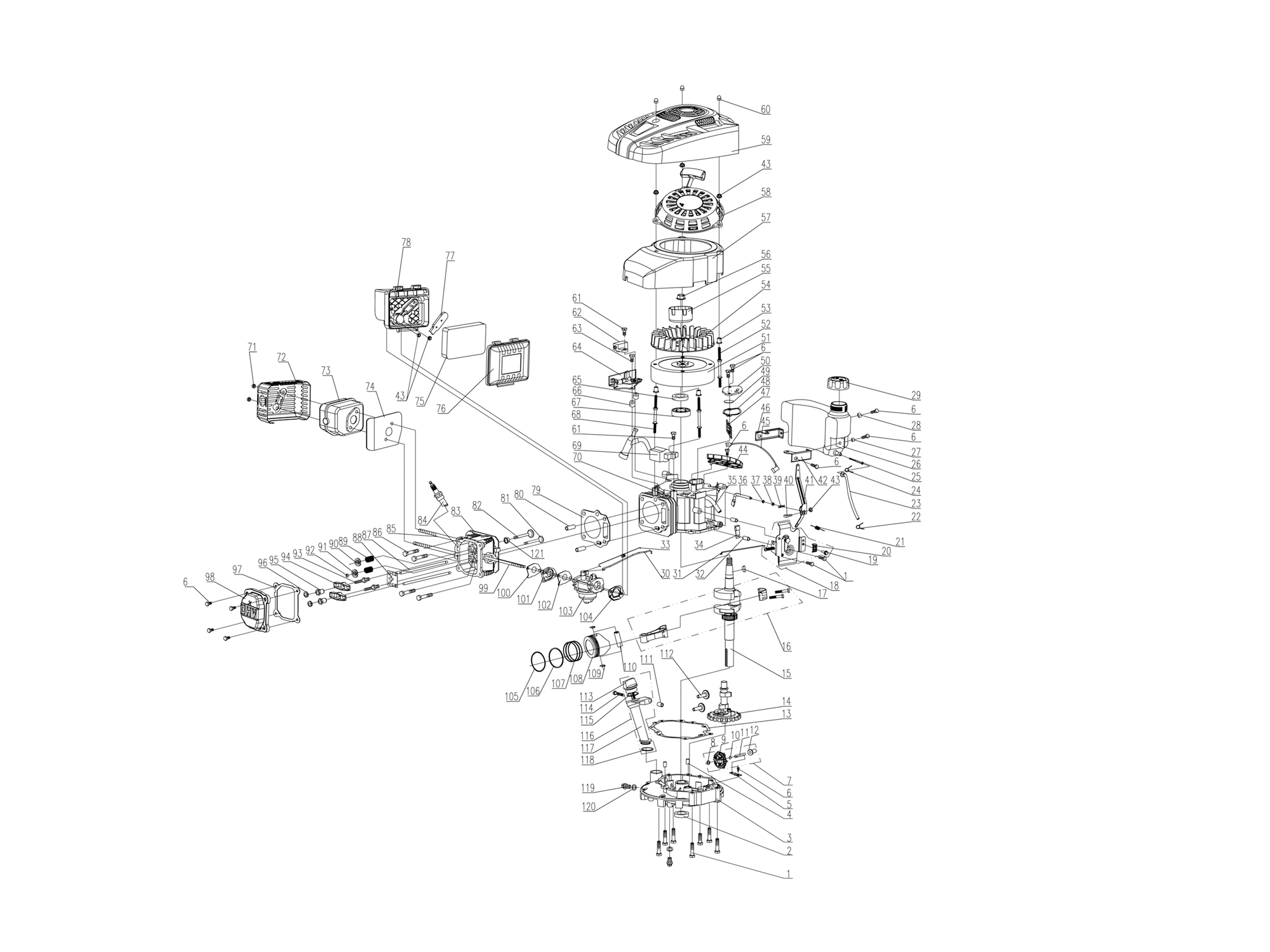 Запчасти для бензиновой газонокосилки Patriot PT 46 LS