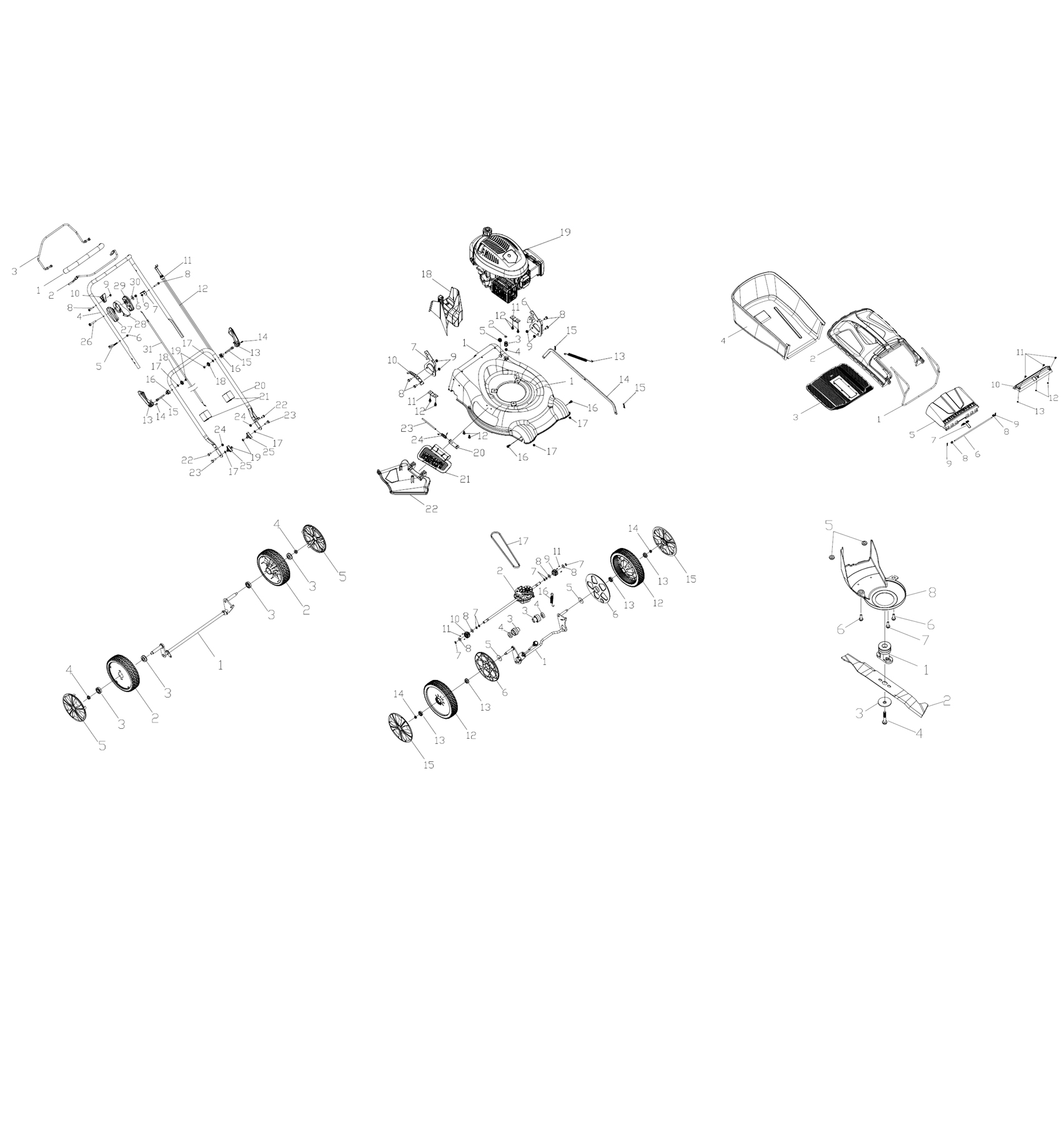 Запчасти для бензиновой газонокосилки Patriot PT 52 LS