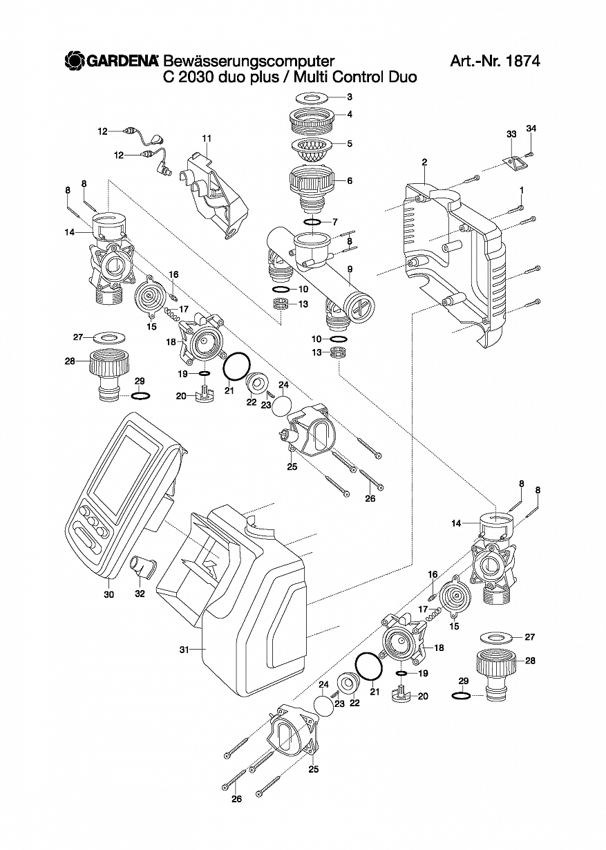  WATER COMPUTER C 2030 DUO PLUS, Art. 1874-20,  Автоматика Gardena