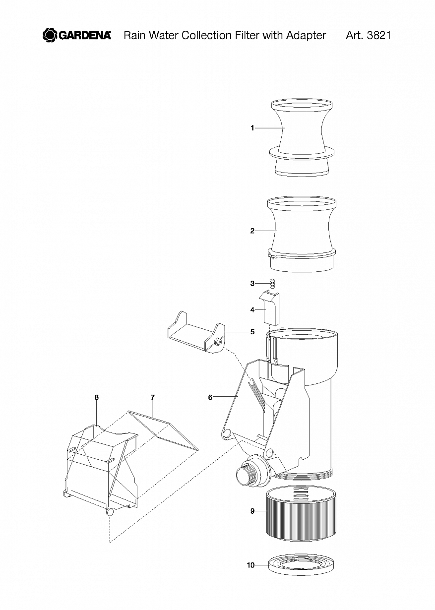 RAIN WATER COLLECTION FILTER WITH ADAPTER, Art. 3821-20, until 2003 Автоматика Gardena