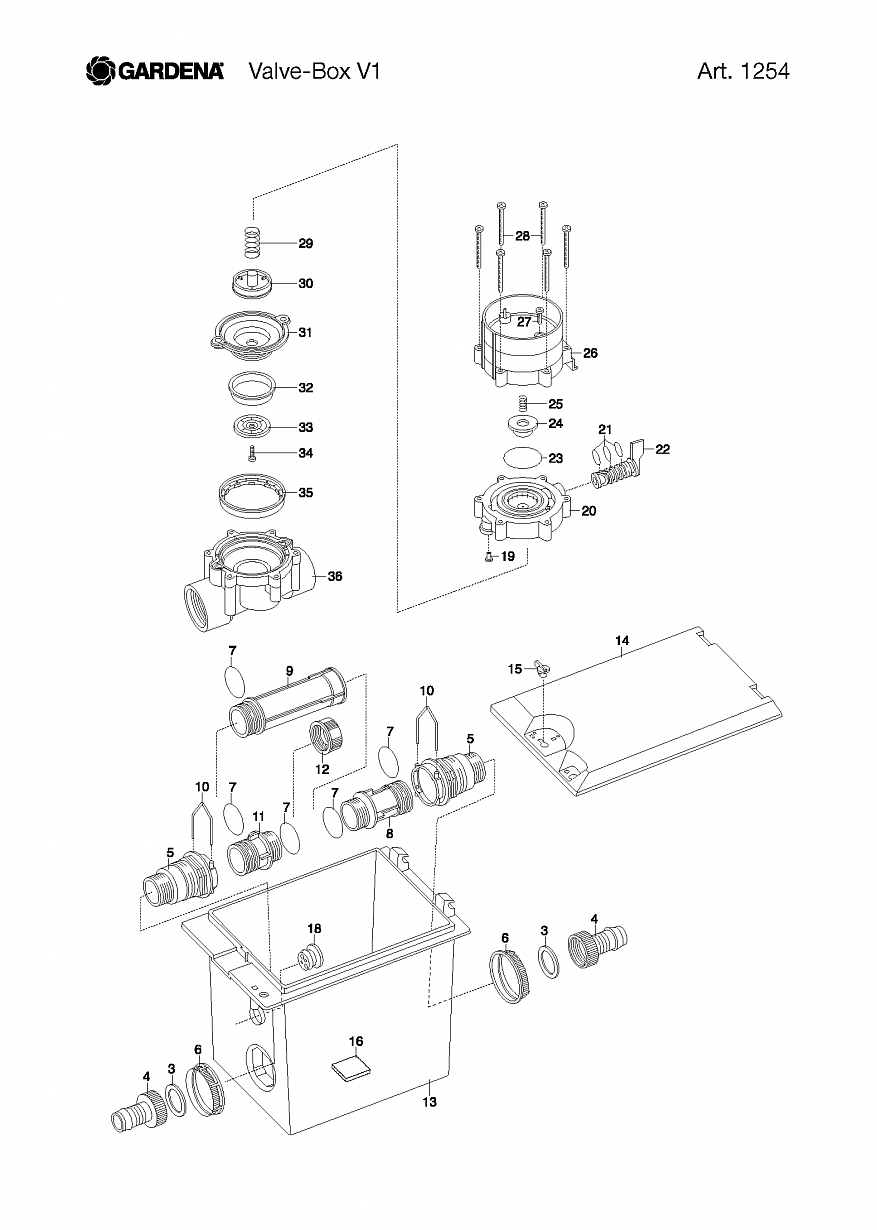 VALVE-BOX V1, Art. 1254-20  Автоматика Gardena