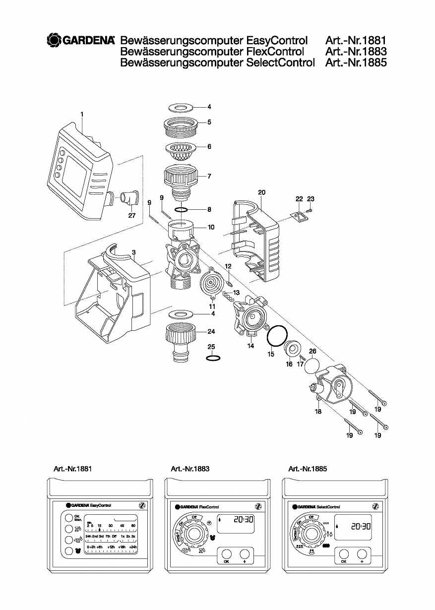 WATER COMPUTER SELECTCONTROL, 1885, until 2018  Автоматика Gardena