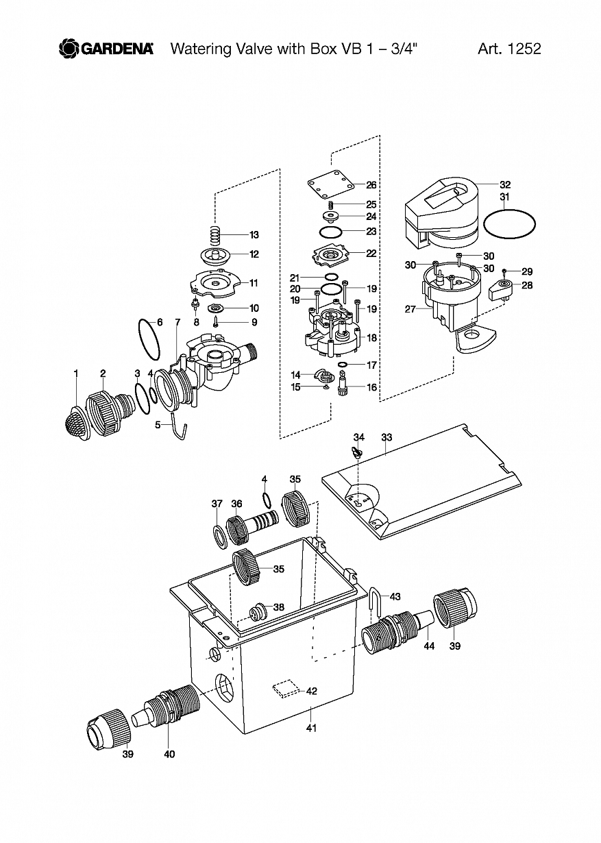 WATERING VALVE WITH BOX V 1  Art. 1252, until 2001 Автоматика Gardena