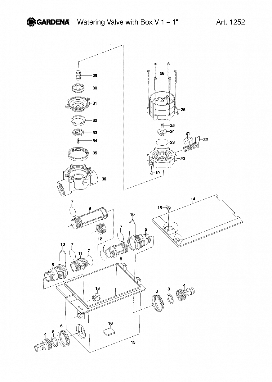 WATERING VALVE WITH BOX V 1  Art. 1252, until 2003 Автоматика Gardena