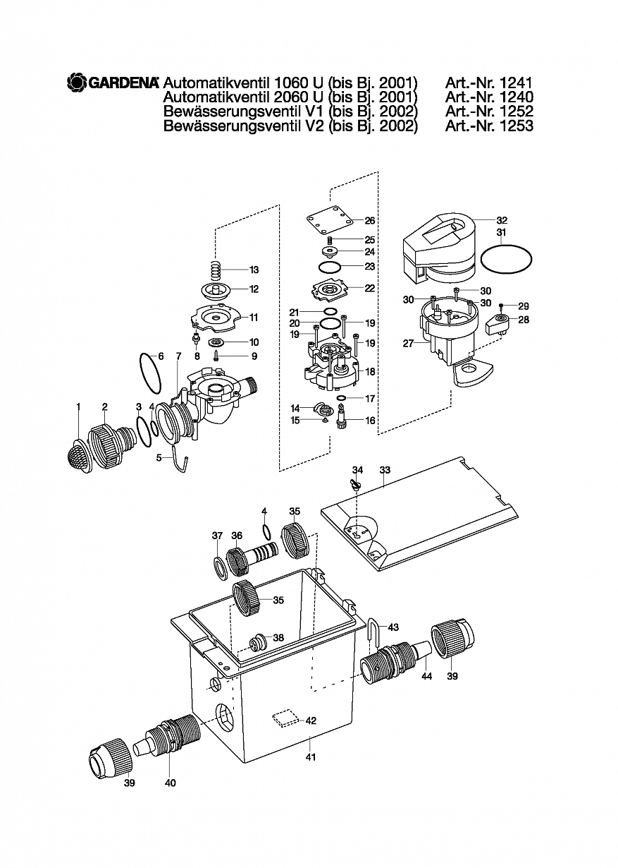 WATERING VALVE WITH BOX V 2  Art. 1253, until 2001 Автоматика Gardena