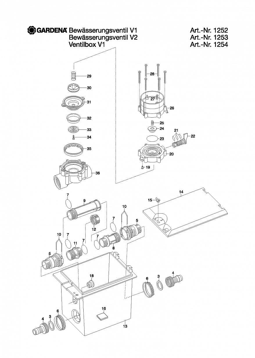 WATERING VALVE WITH BOX V 2  Art. 1253, until 2003 Автоматика Gardena